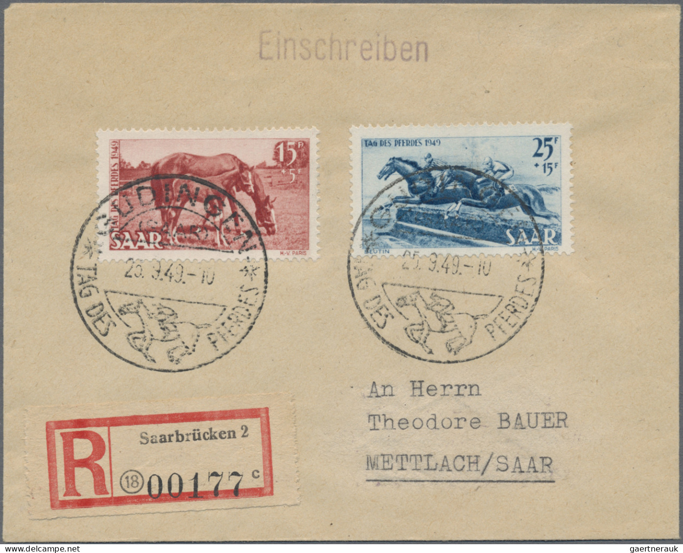 Saarland (1947/56): 1949, Tag Des Pferdes, Beide Werte Als Portogerechte 40 Fr.- - Sonstige & Ohne Zuordnung