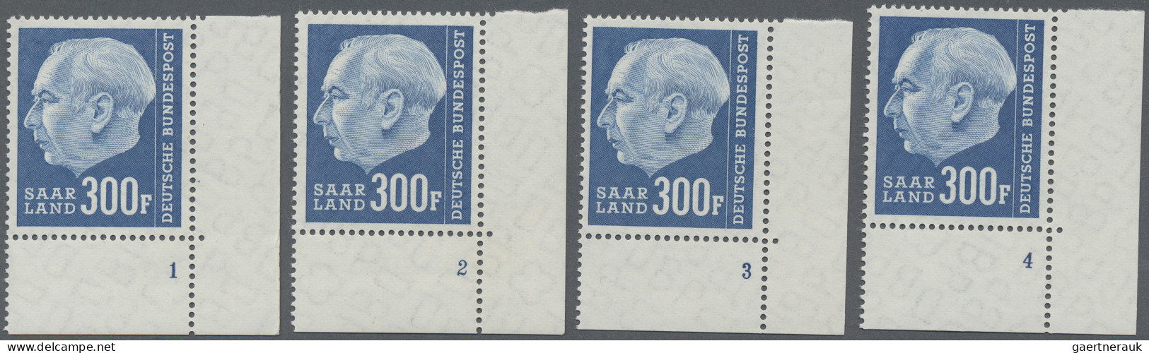Saarland (1947/56): 1957, Heuss, Aus Beiden Sätzen Die Fünf Höchstwerte 100, 200 - Unused Stamps
