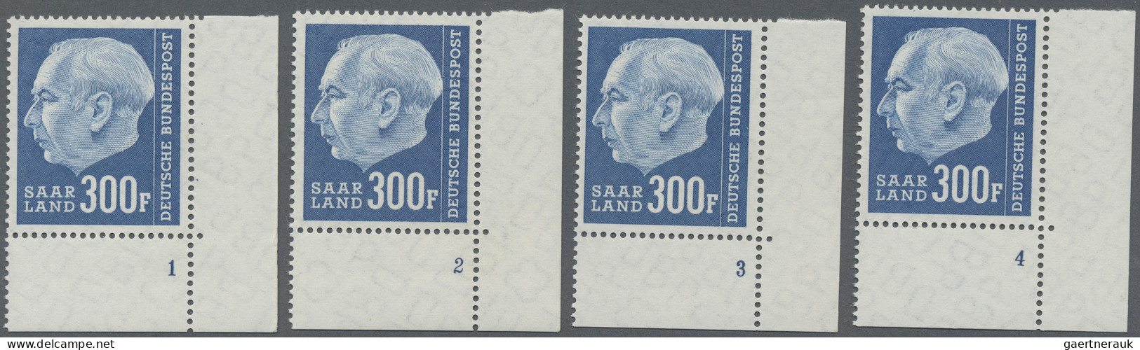 Saarland (1947/56): 1957, Heuss, Aus Beiden Sätzen Die Fünf Höchstwerte 100, 200 - Ongebruikt