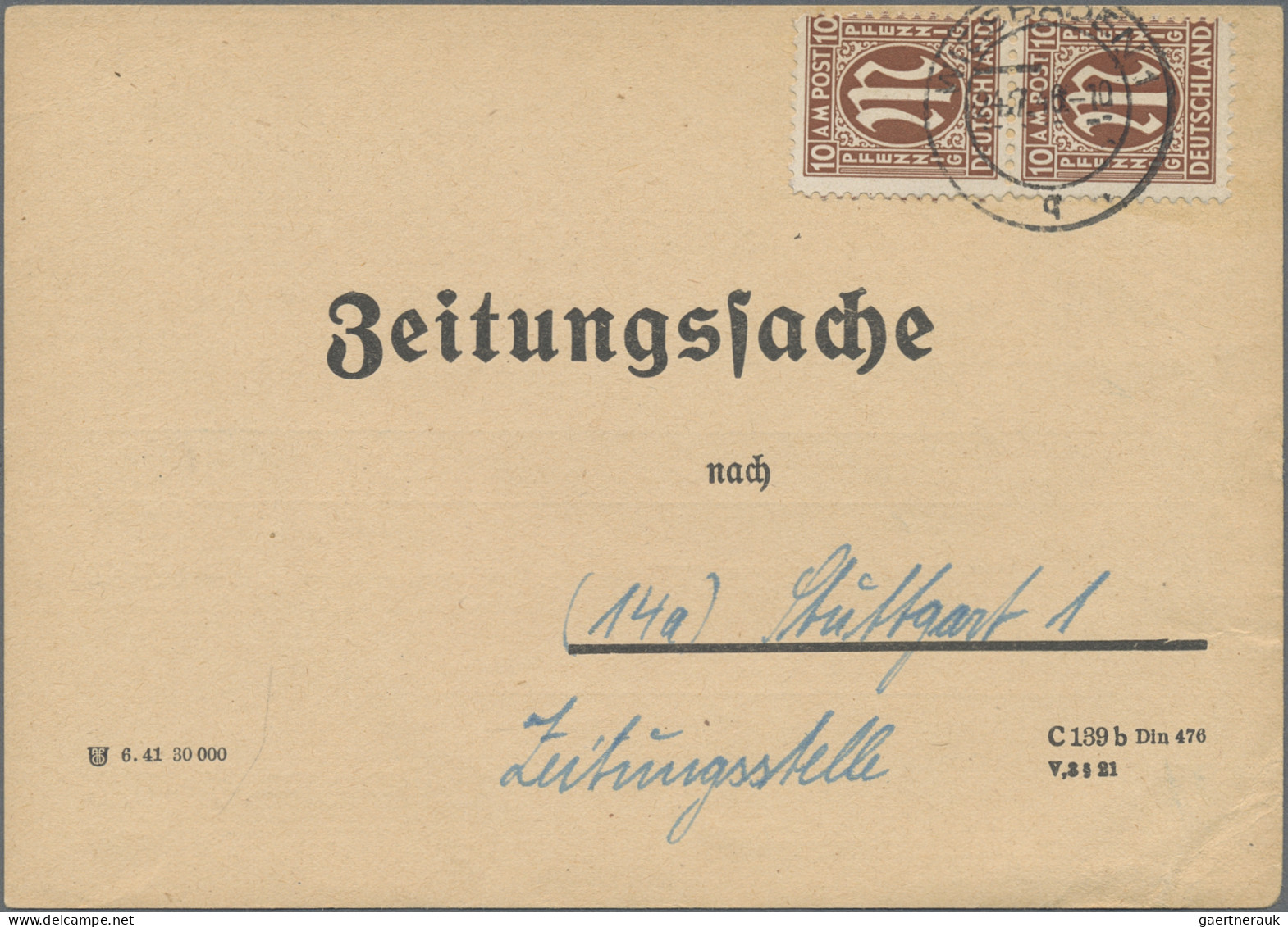 Bizone: 1946, 2x 10 Pf. AM-Post Dt. Druck Als Seltene MeF Auf Zeitungssache Von - Other & Unclassified