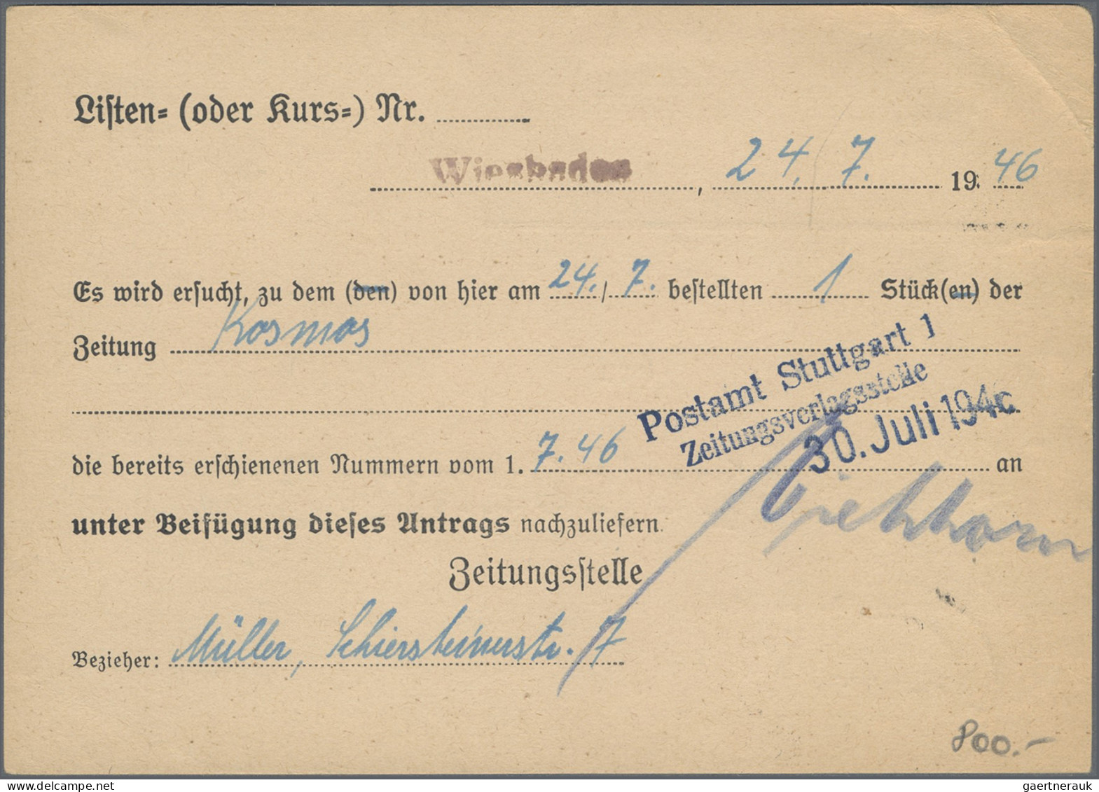 Bizone: 1946, 2x 10 Pf. AM-Post Dt. Druck Als Seltene MeF Auf Zeitungssache Von - Sonstige & Ohne Zuordnung