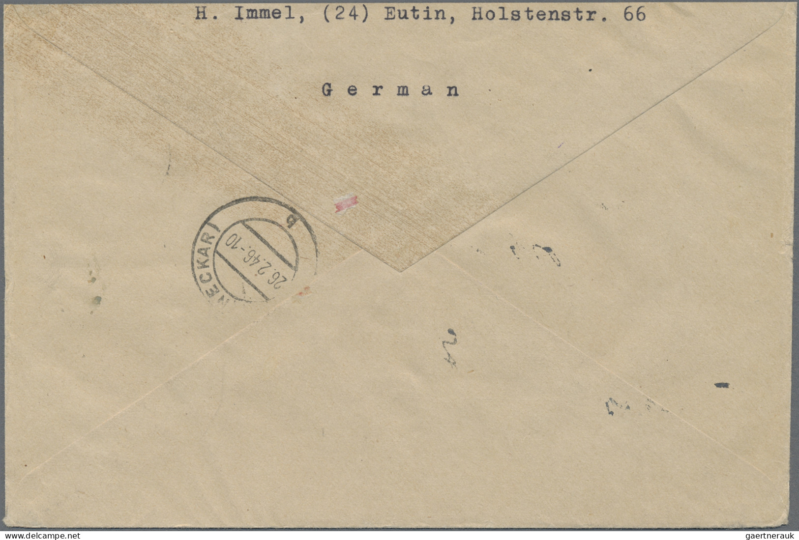 Bizone: 1946, 42 Pf.AM-Post Gez. 11 Vom Re. Ob. Eckrand Mit Roter Vierstelliger - Other & Unclassified