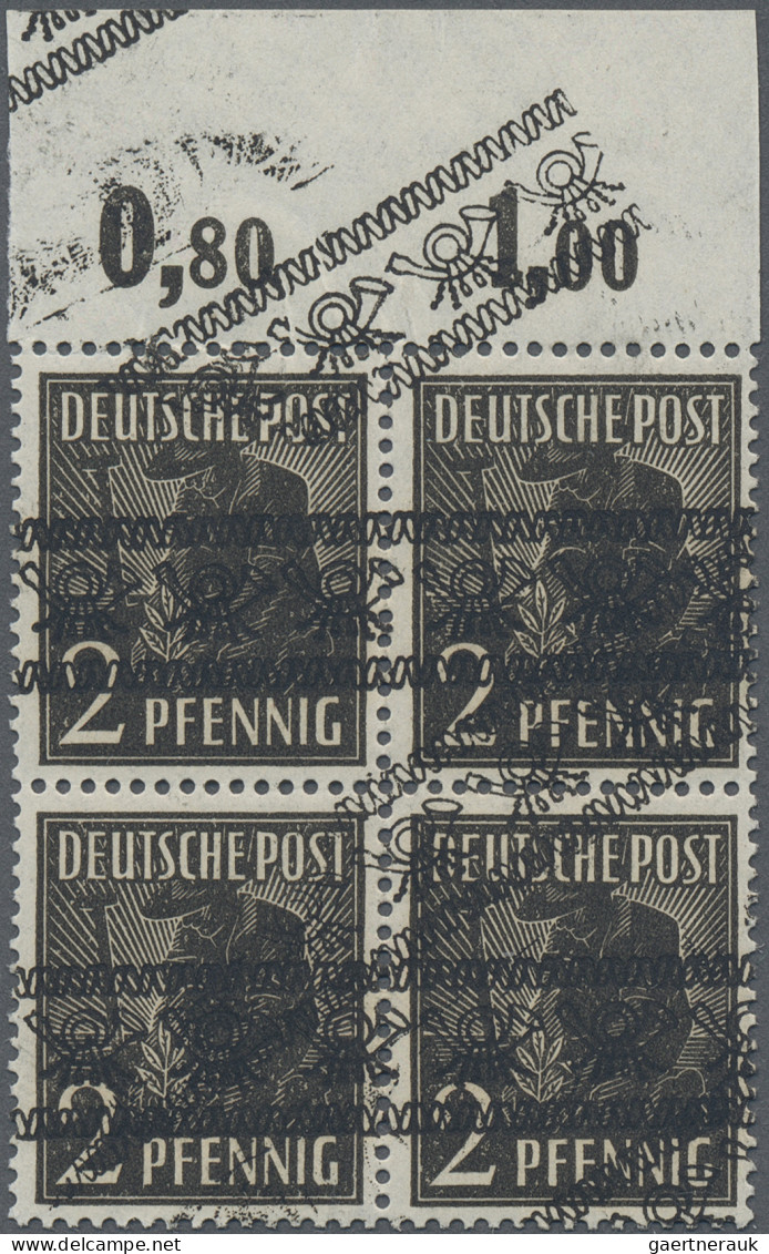 Bizone: 1948, Arbeiterserie 2 Pf Im Postfrischen Viererblock Mit Doppeltem Posth - Sonstige & Ohne Zuordnung