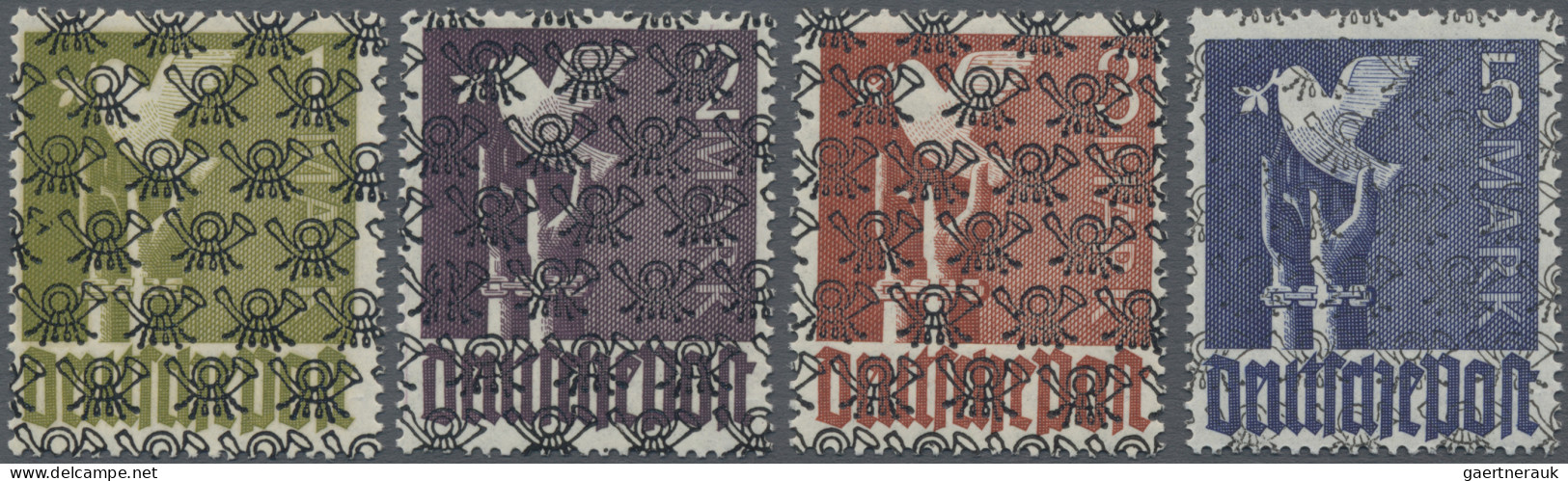 Bizone: 1948, Friedenstaube 1 - 5 Mark, Netzaufdruck, Komplett In Tadellos Postf - Autres & Non Classés