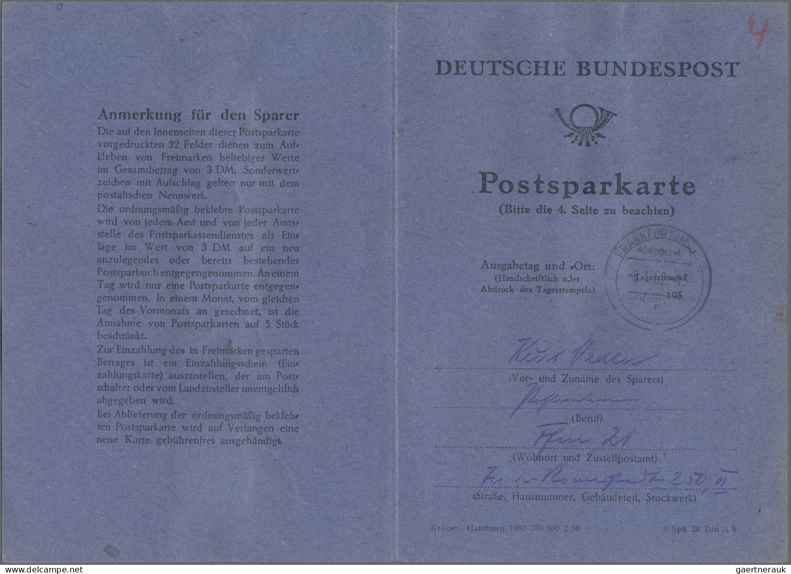 Bizone: 1952, 3 DM In Bauten-Marken Als Einzahlungsbestätigung Auf Postsparkarte - Andere & Zonder Classificatie