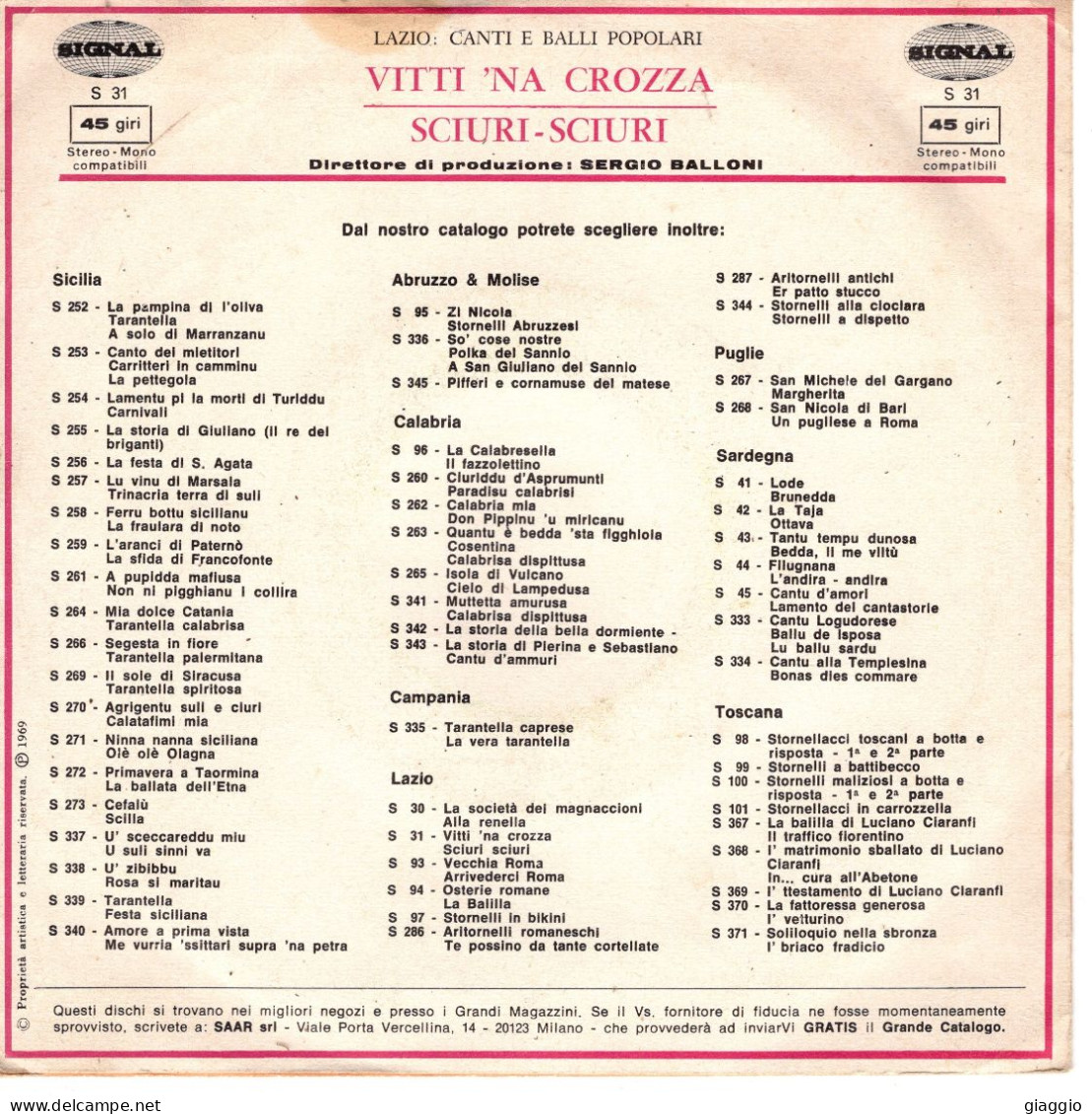 °°° 546) 45 GIRI - LUISA & GABRIELLA - VITTI NA CROZZA / SCIURI SCIURI °°° - Otros - Canción Italiana
