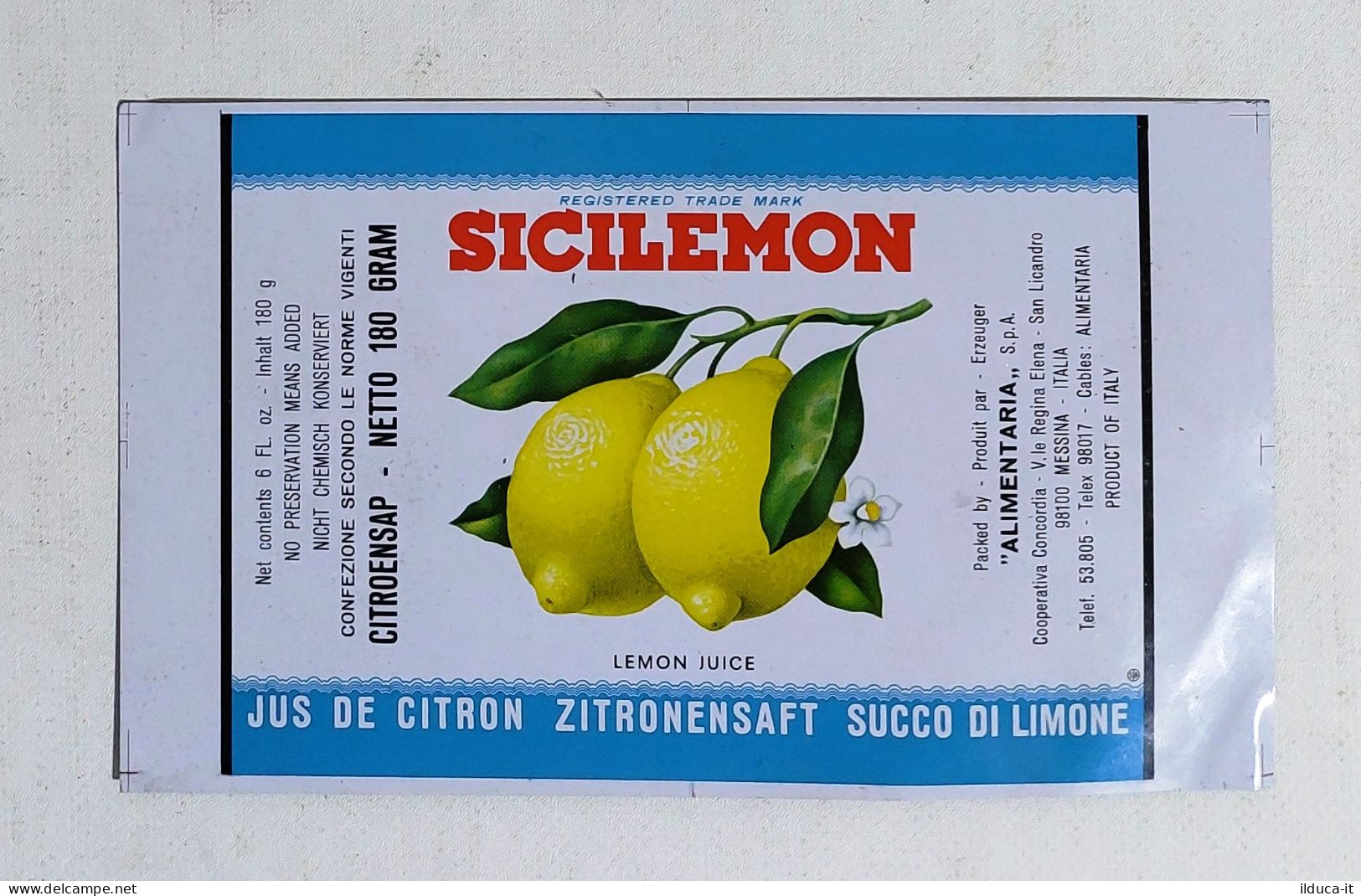 81203 Etichetta Pubblicitaria In Latta Anni '50 - Sicilemon Messina - Cannettes