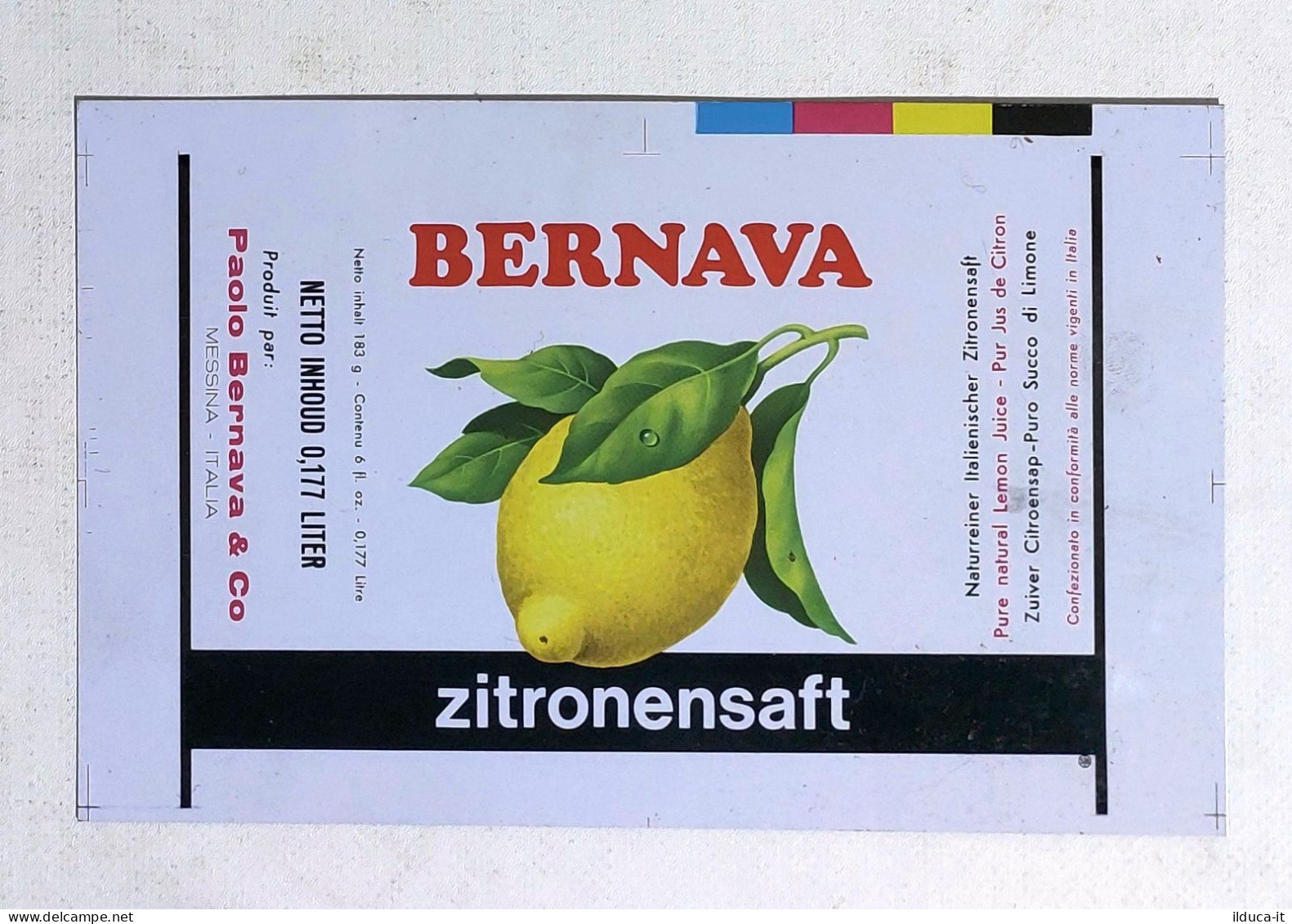 81205 Etichetta Pubblicitaria In Latta Anni '50 - Limonata Bernava Messina - Lattine