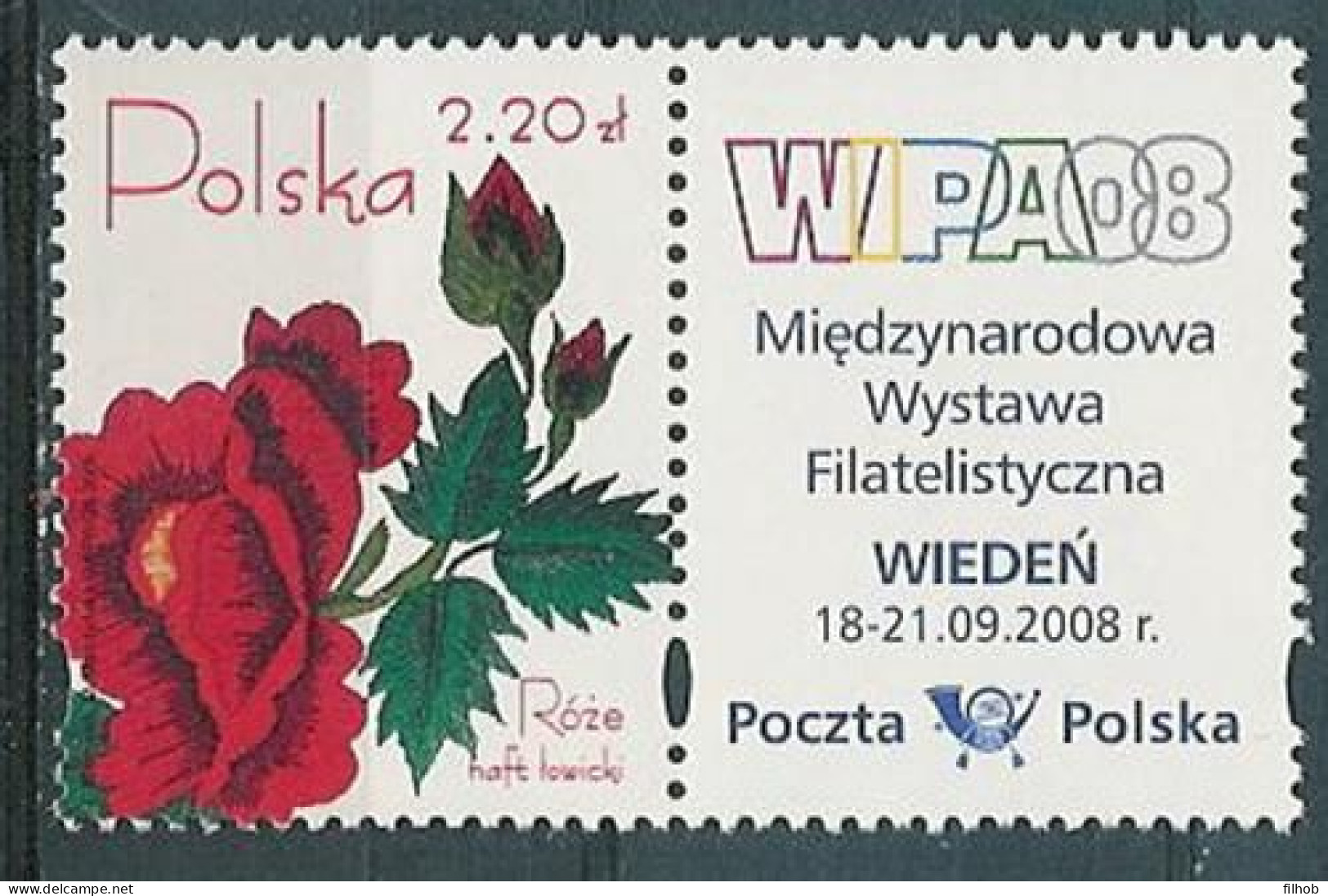 Poland Stamps MNH ZC.4047 PwP: Roses In Embroidery (labR) - Unused Stamps