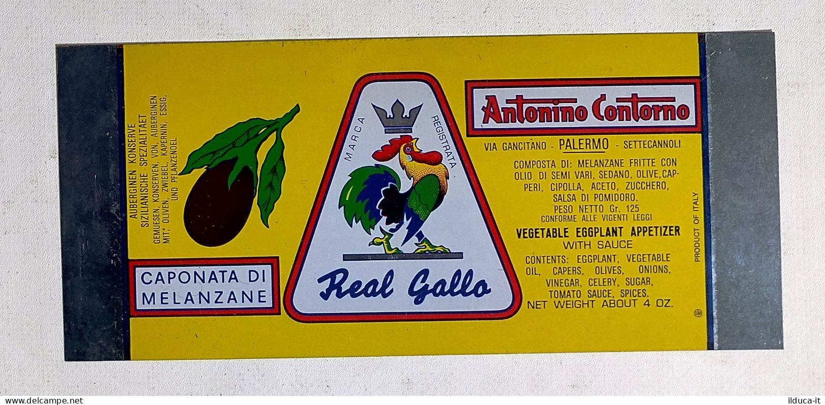 81212 Etichetta Pubblicitaria In Latta Anni '50 - Caponata Contorno Palermo - Dosen