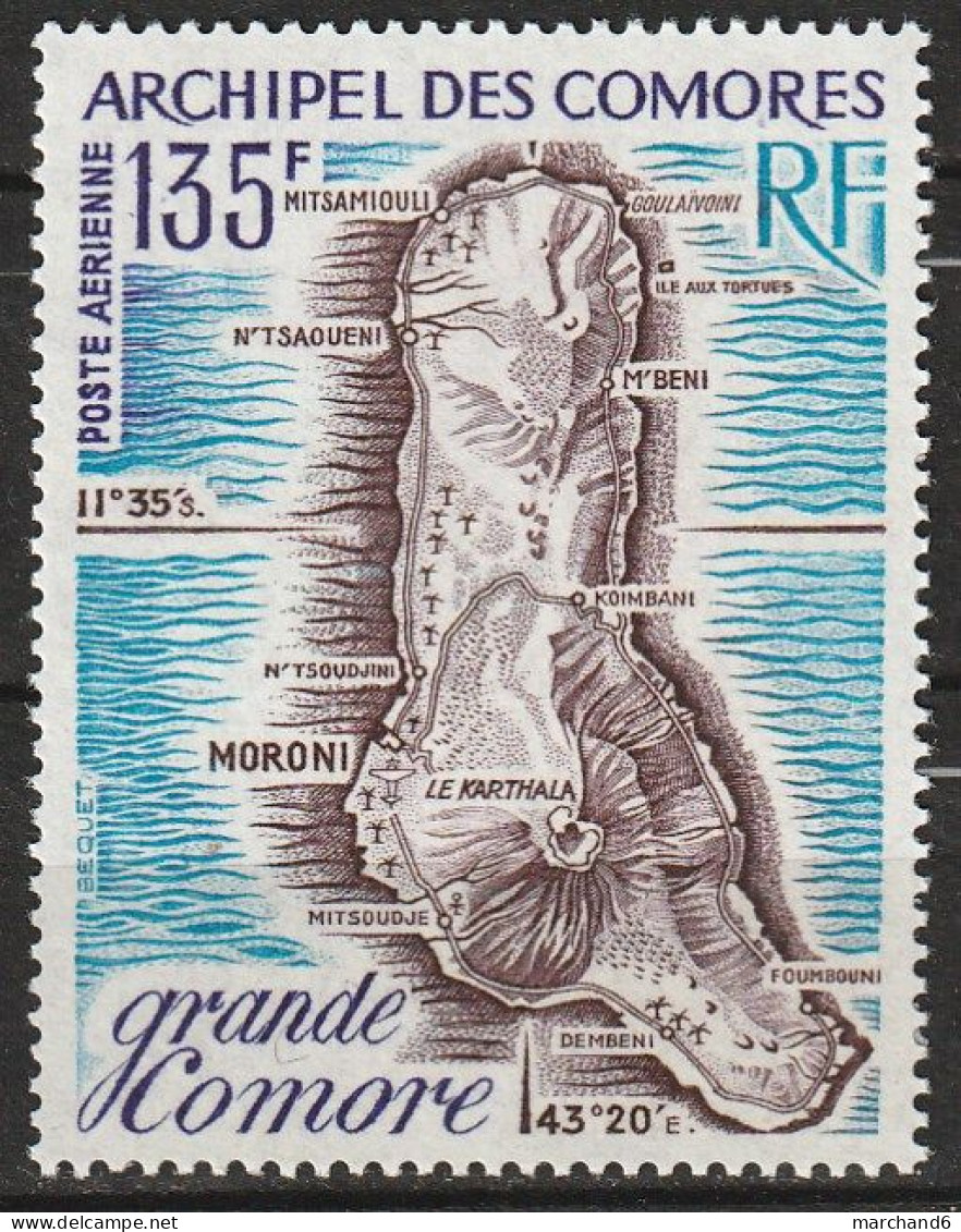 Comores Carte De L Ile De La Grande Comore Poste Aérienne N°53 **neuf - Aéreo