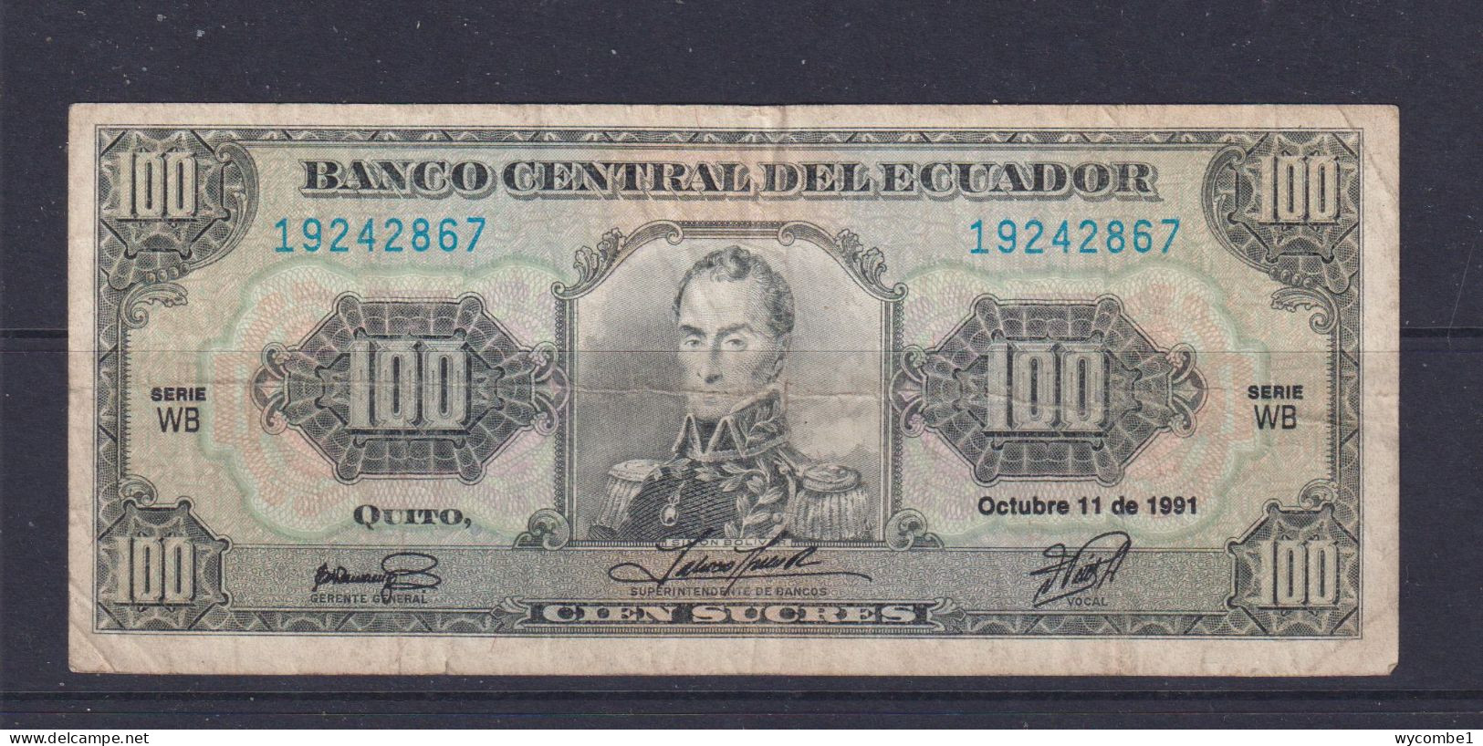 ECUADOR - 1991 100 Sucres Circulated Banknote - Ecuador