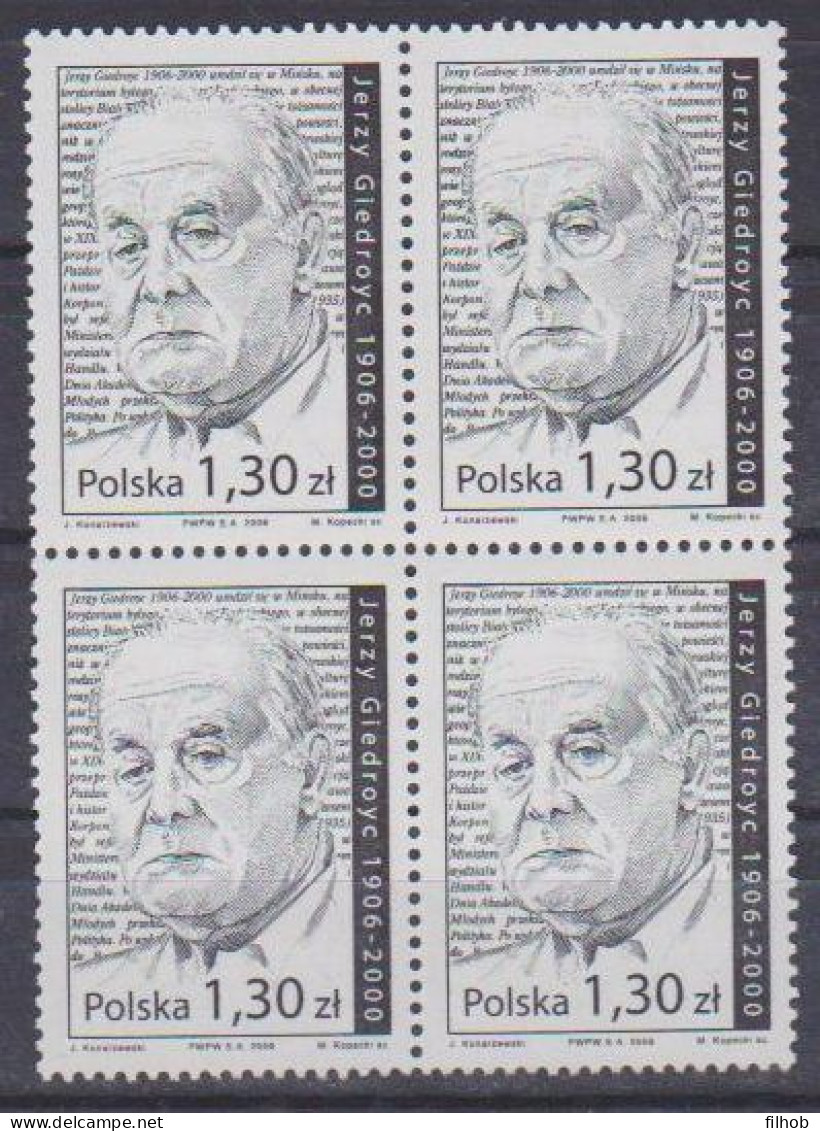 Poland Stamps MNH ZC.4102 4x: Jerzy Giedrojc 100 Y. (4x) - Unused Stamps