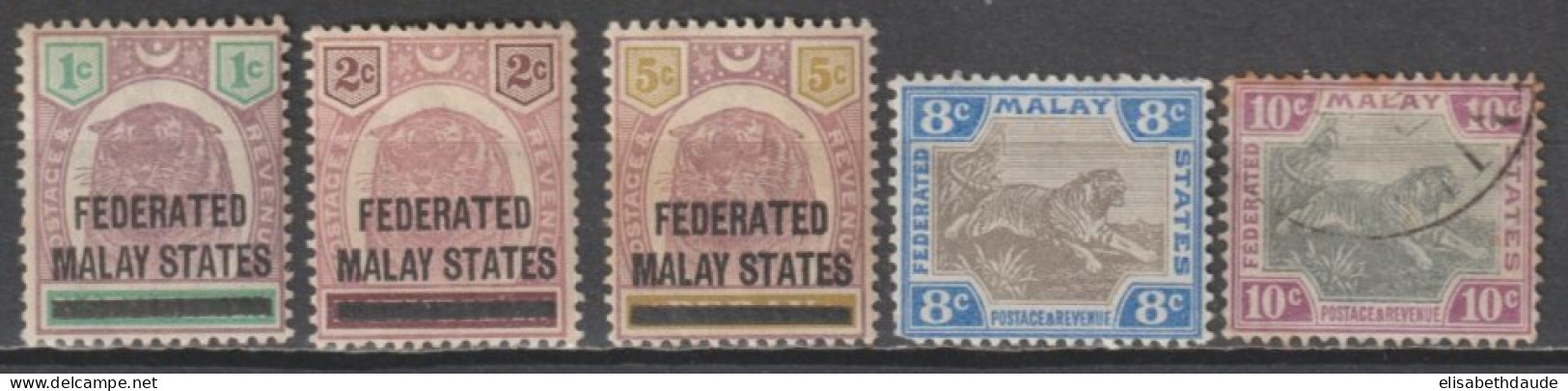 MALAISIE ETATS FEDERES - 1900/1901 - YVERT N° 1/3 + 19 * MH + N°20 OBLITERE - COTE = 100 EUR - Federated Malay States