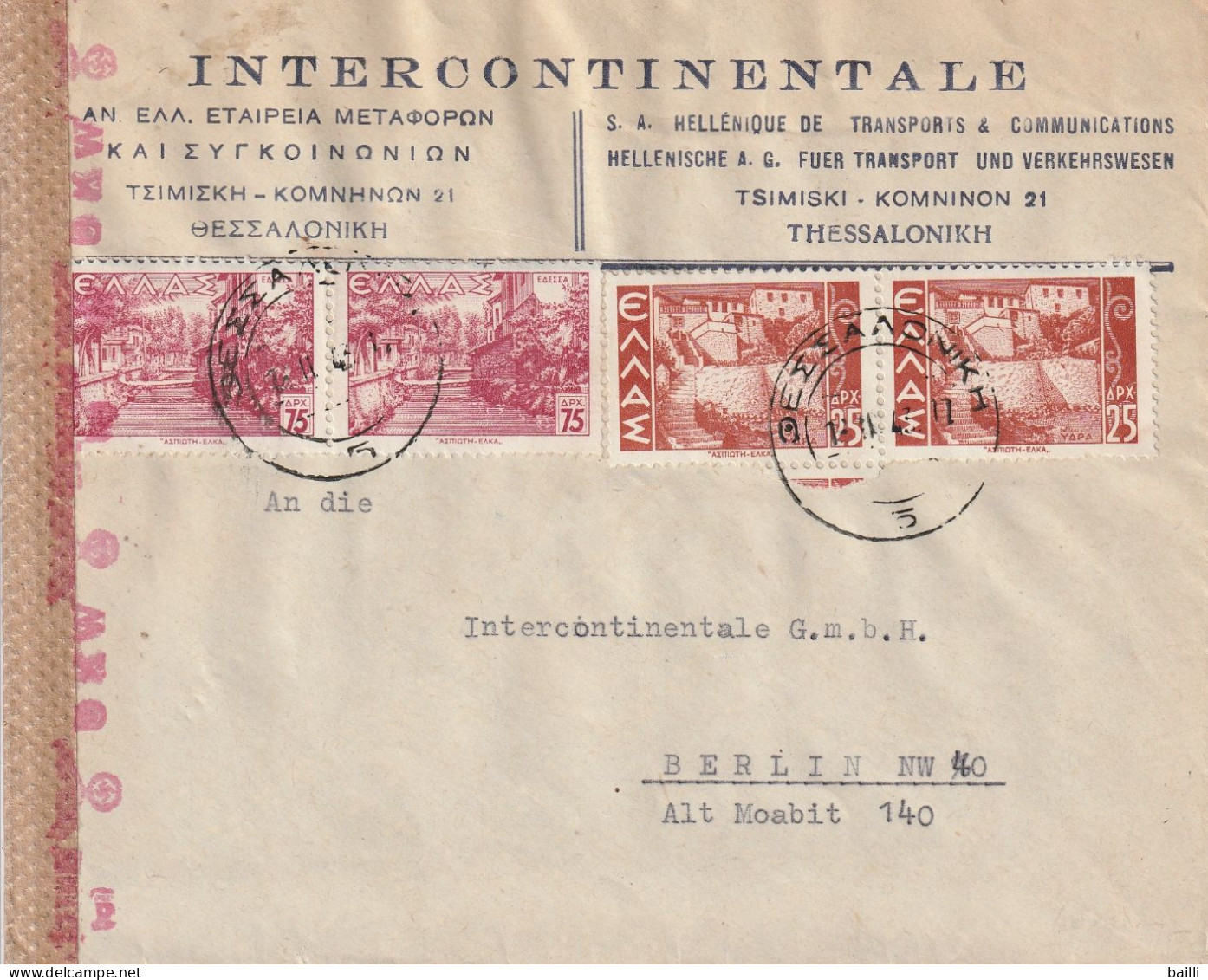 Grèce Lettre Censurée Pour L'Allemagne 1943 - Covers & Documents