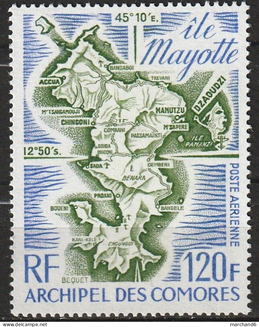 Comores Carte De L Ile Mayotte Poste Aérienne N°61 **neuf - Luchtpost