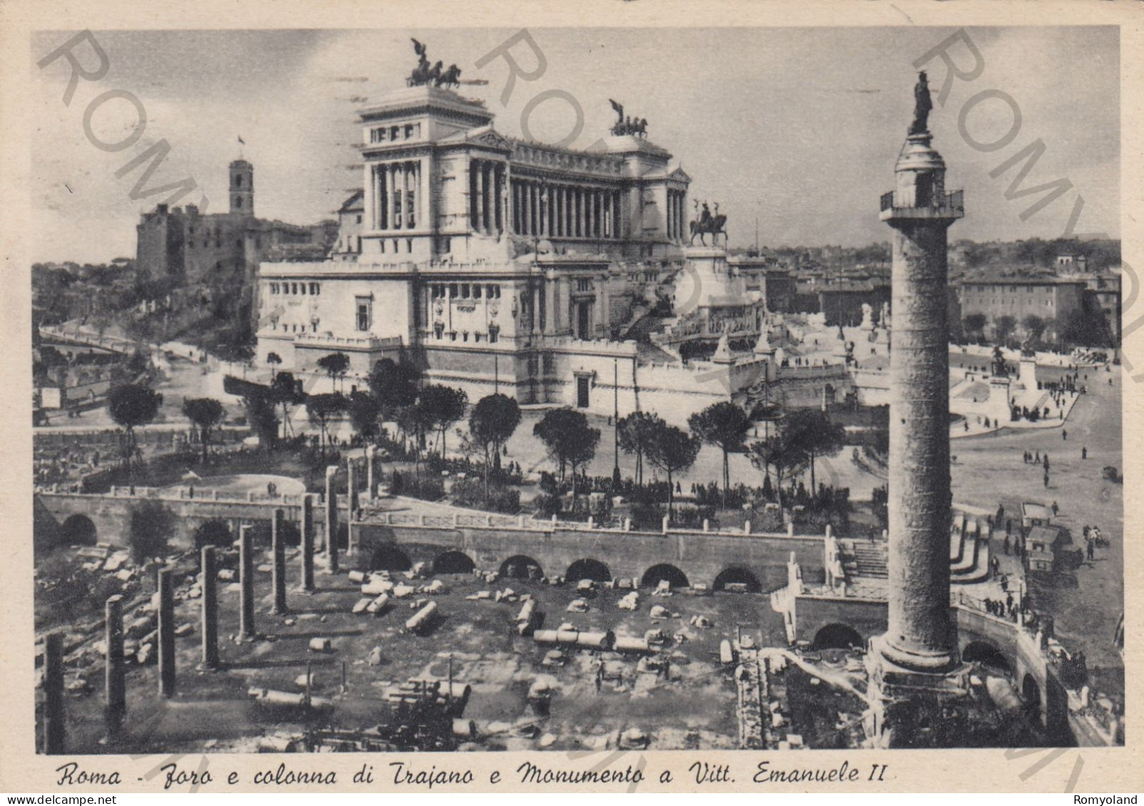 CARTOLINA  ROMA,LAZIO-FORO E COLONNA DI TRAIANO E MONUMENTO A VITTORIO EMANUELE II-CULTURA,BELLA ITALIA,VIAGGIATA 1937 - Altare Della Patria