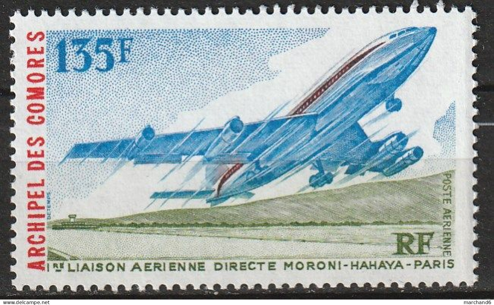 Comores 1re Liaison Aérienne Directe Moroni Hahaya Paris Poste Aérienne N°65 **neuf - Airmail