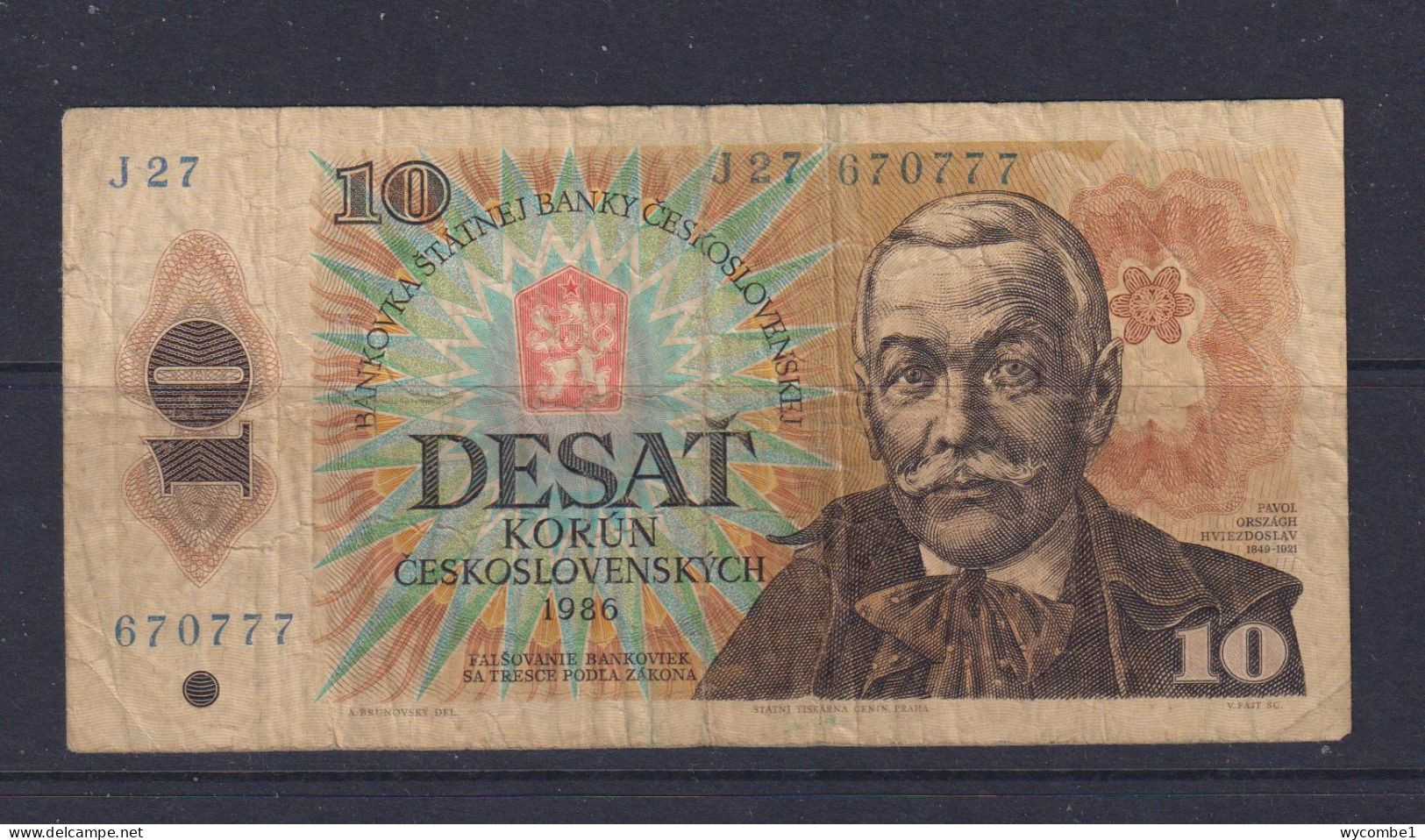 CZECHOSLOVAKIA - 1986 10 Korun Circulated Banknote - Tschechoslowakei