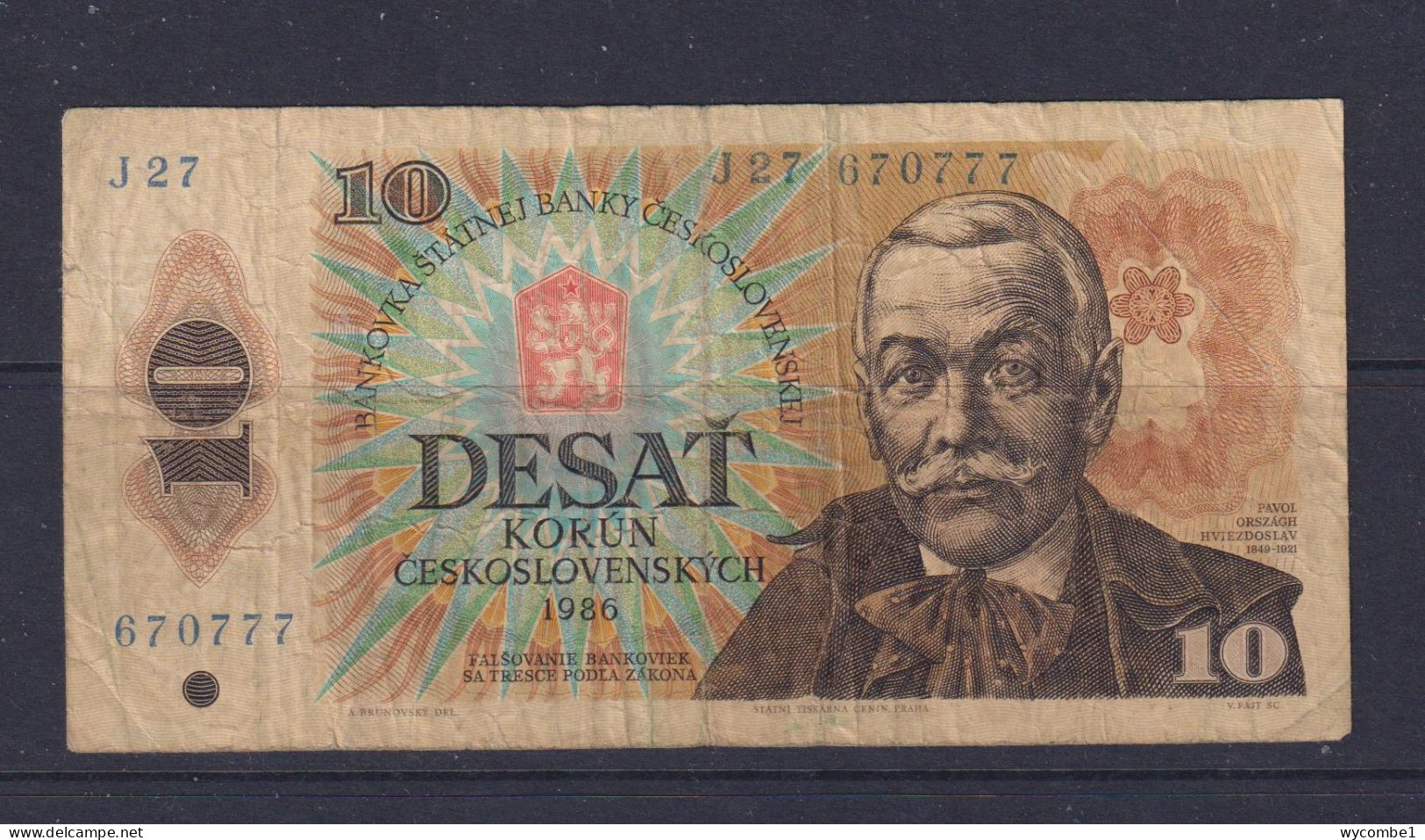 CZECHOSLOVAKIA - 1986 10 Korun Circulated Banknote - Tchécoslovaquie