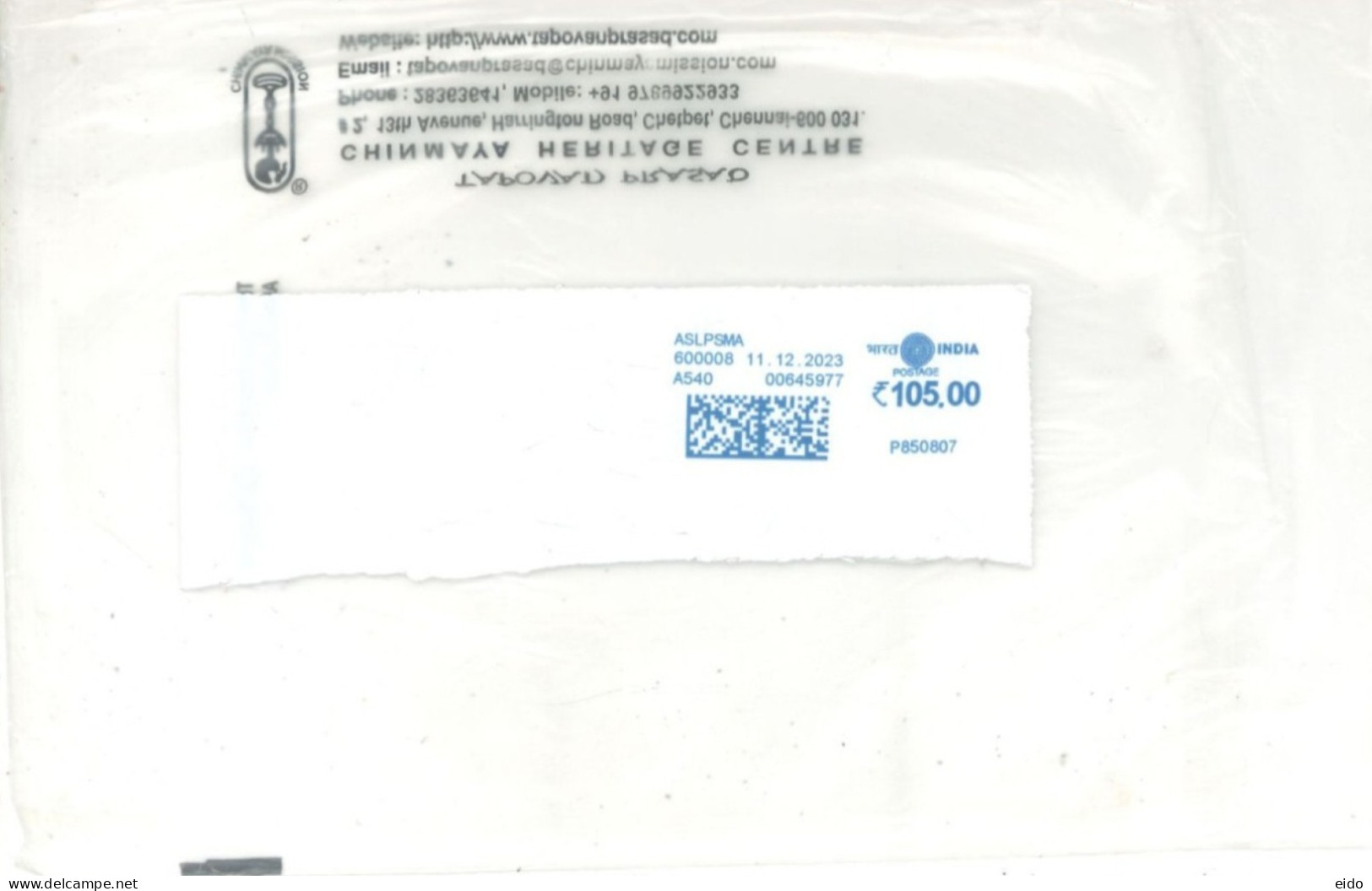 INDIA - 2023 - POSTAL FRANKING MACHINE COVER TO DUBAI.. - Lettres & Documents