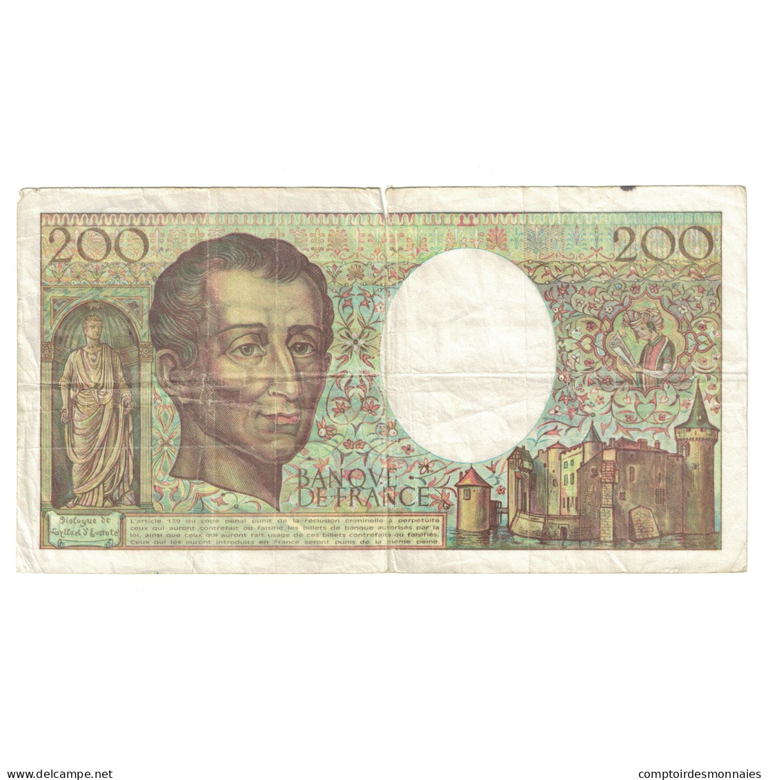 France, 200 Francs, Montesquieu, 1990, A.081337962, TB, Fayette:70.10a, KM:155d - 200 F 1981-1994 ''Montesquieu''