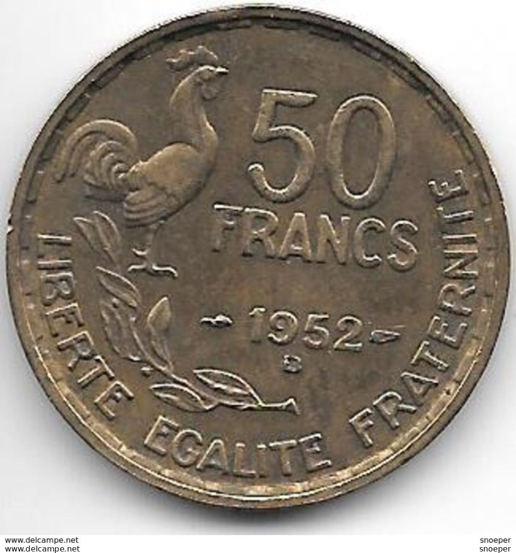 France 50 Francs 1952 B Km 918.2   Vf - 50 Francs