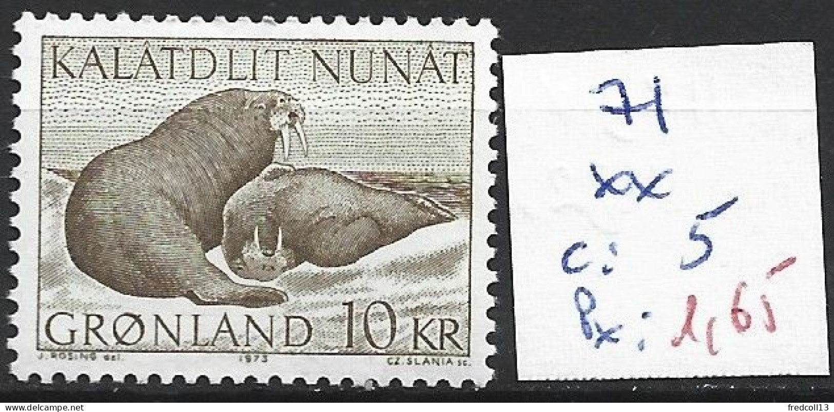 GROENLAND 71 ** Côte 5 € - Unused Stamps