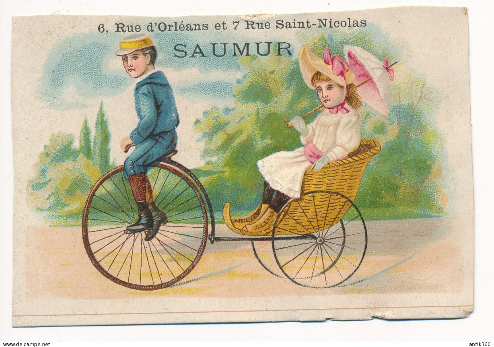 Lot De 3 Anciens Chromos Cyclisme Vélo Anjou Vélo Vintage Magasin Grand Bazar Universel Saumur - Altri & Non Classificati