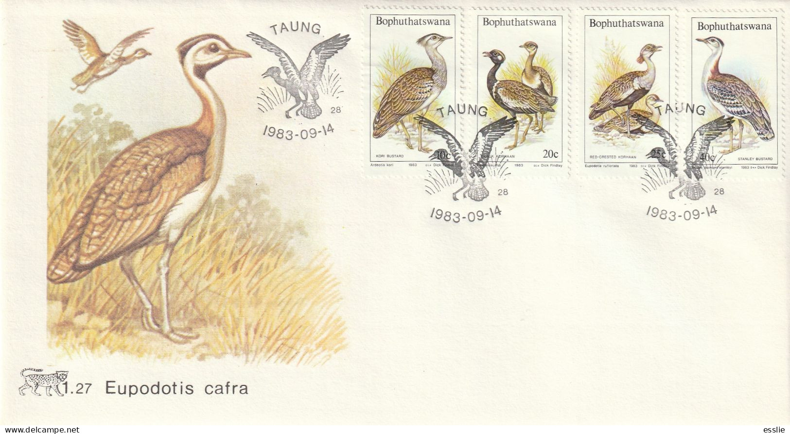 Bophuthatswana - 1983 - Birds Vogel Of The Veld Bustards - First Day Cover - Small - Grues Et Gruiformes