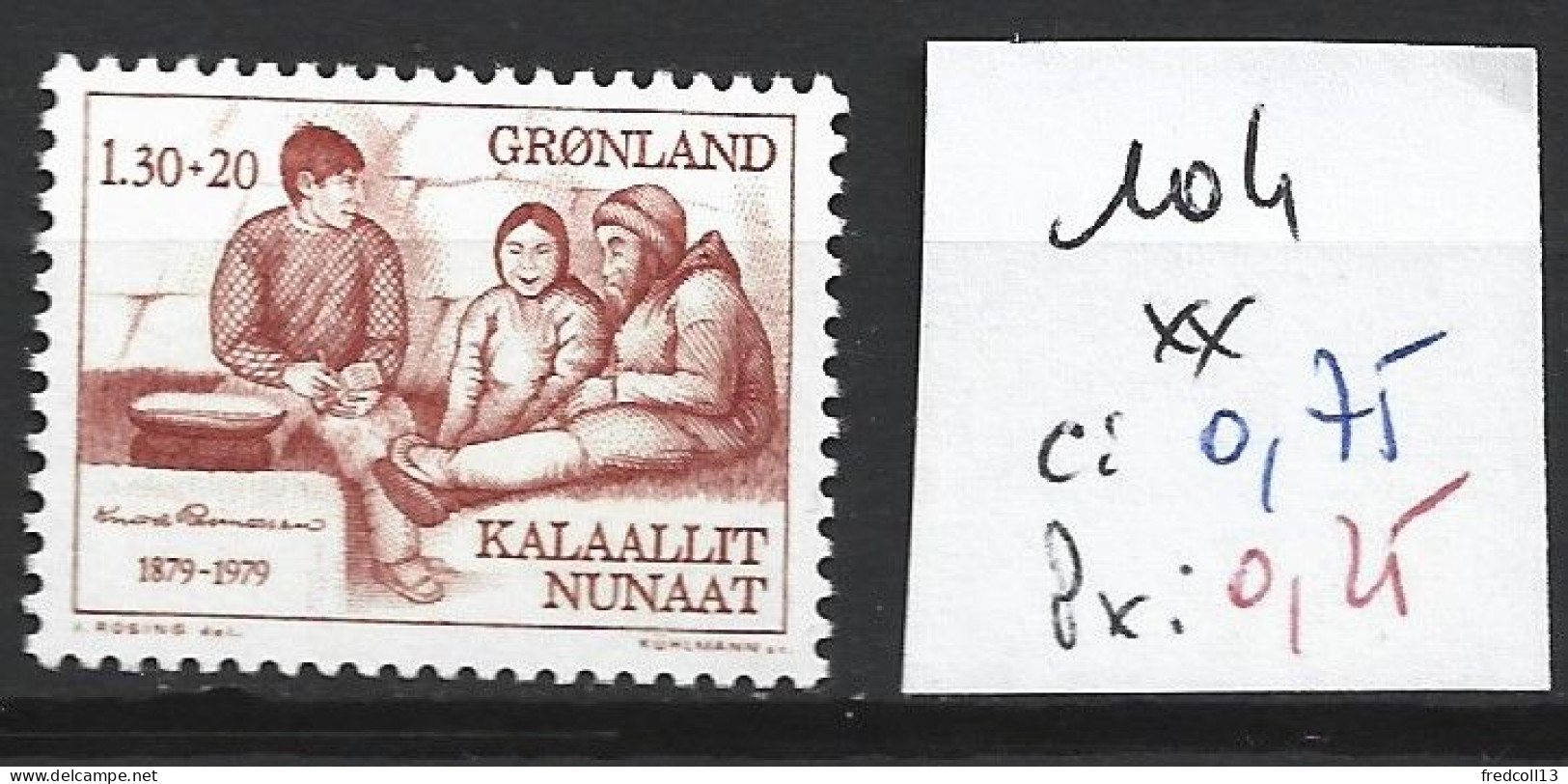 GROENLAND 104 ** Côte 0.75 € - Ongebruikt