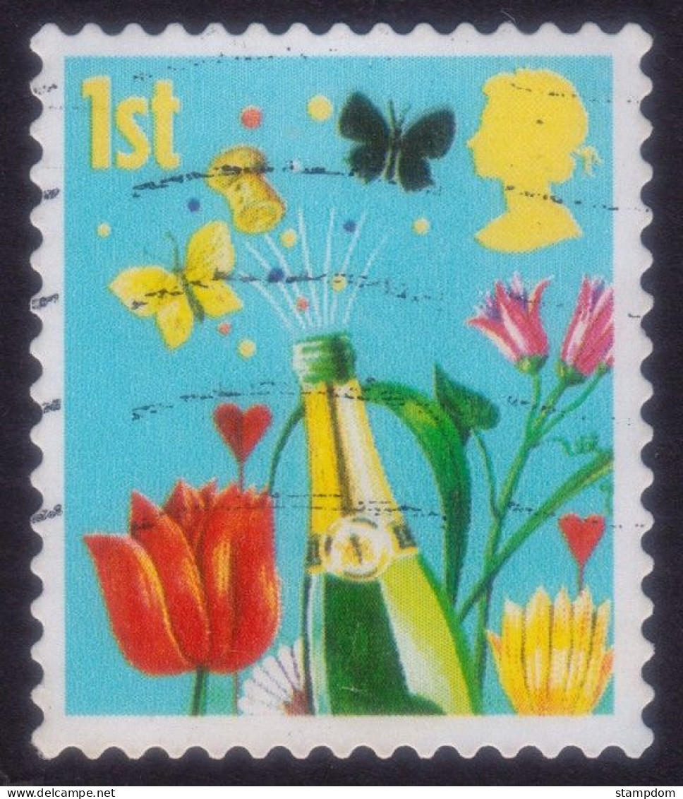 GB 2006 Smilers Flowers, Butterflies & Champagne Bottle Sc#2410 - USED @I055 - Oblitérés