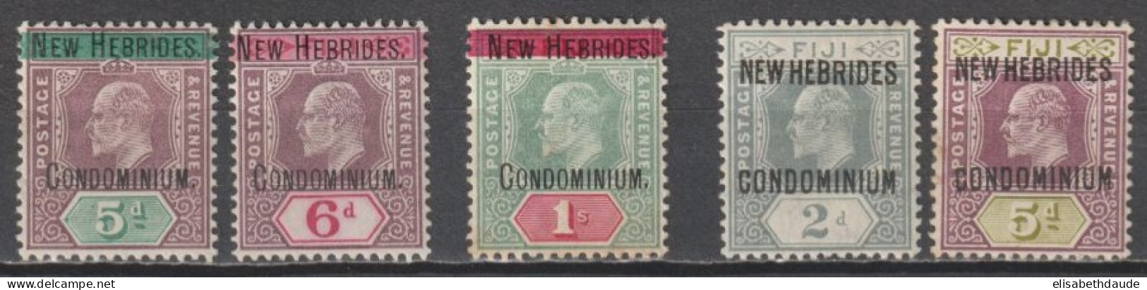 NEW HEBRIDES - 1908/1911 - YVERT N°9+10+14+22+24 * MLH - COTE = 92 EUR - - Ongebruikt