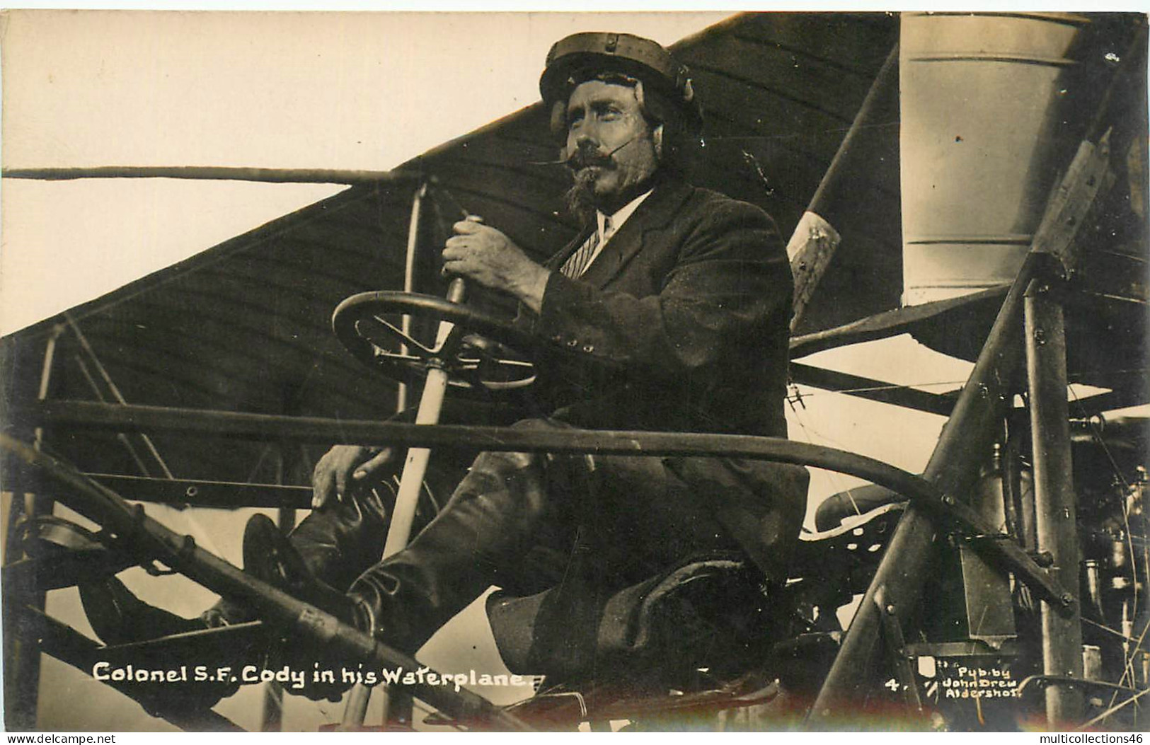 200124 - CARTE PHOTO AVIATION - Colonel SF Cody In His Waterplane - Accident Avion Aviateur - Ongevalen