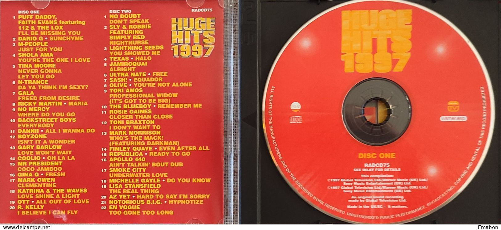 BORGATTA - HITS - 2 Cd  HUGE HITS 1997 - 42 OF THE BIGGEST HITS OF THE YEAR  - GLOBAL  1997 - USATO In Buono Stato - Ediciones De Colección