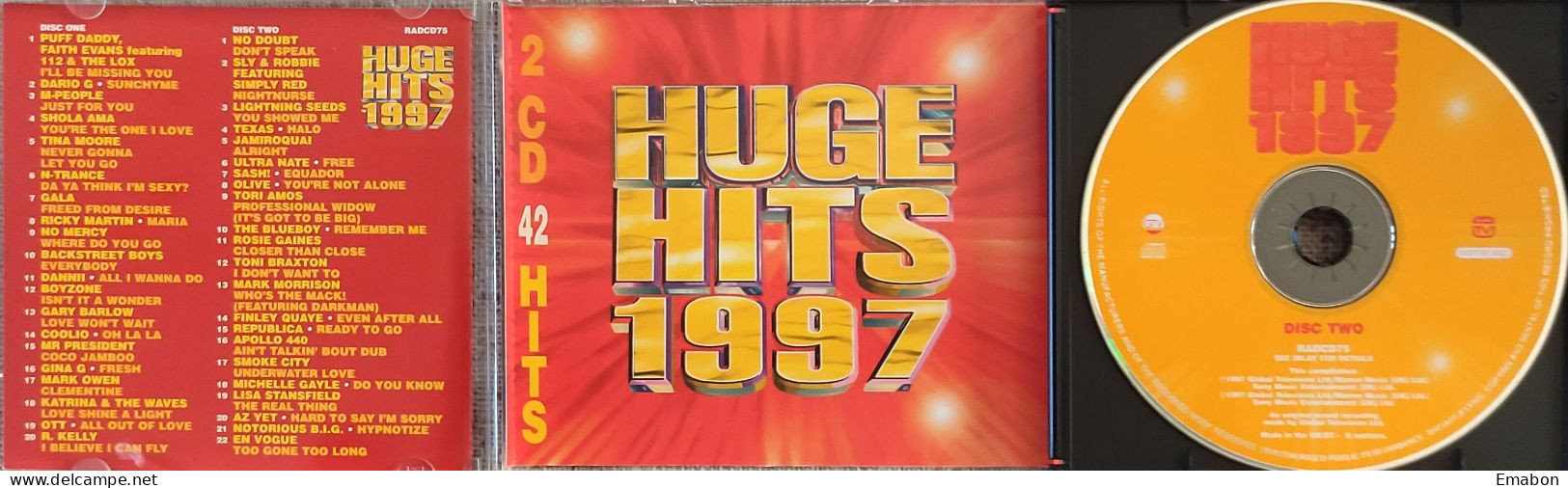 BORGATTA - HITS - 2 Cd  HUGE HITS 1997 - 42 OF THE BIGGEST HITS OF THE YEAR  - GLOBAL  1997 - USATO In Buono Stato - Collector's Editions