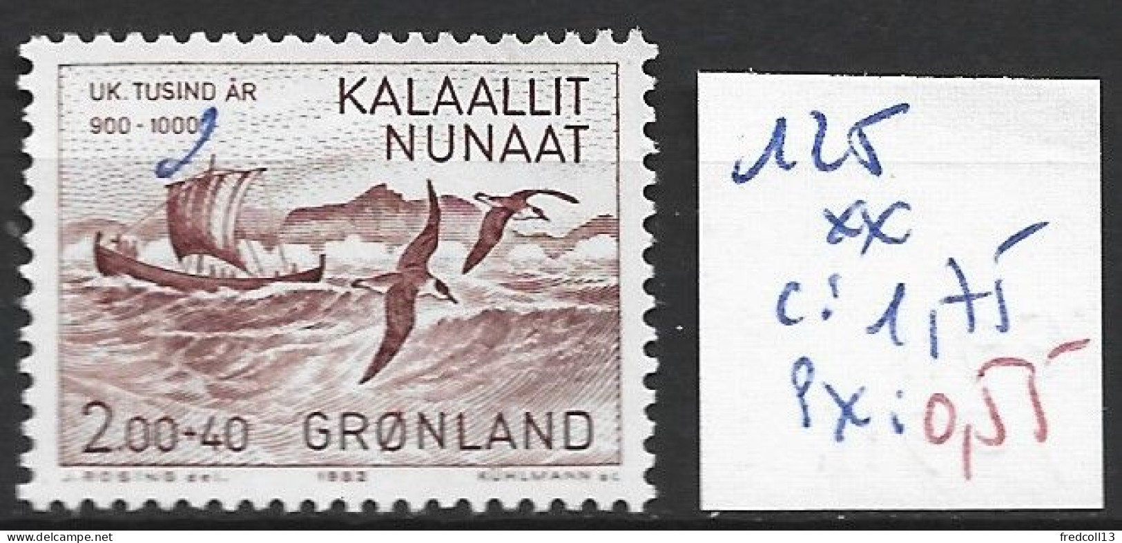 GROENLAND 125 ** Côte 1.75 € - Nuovi