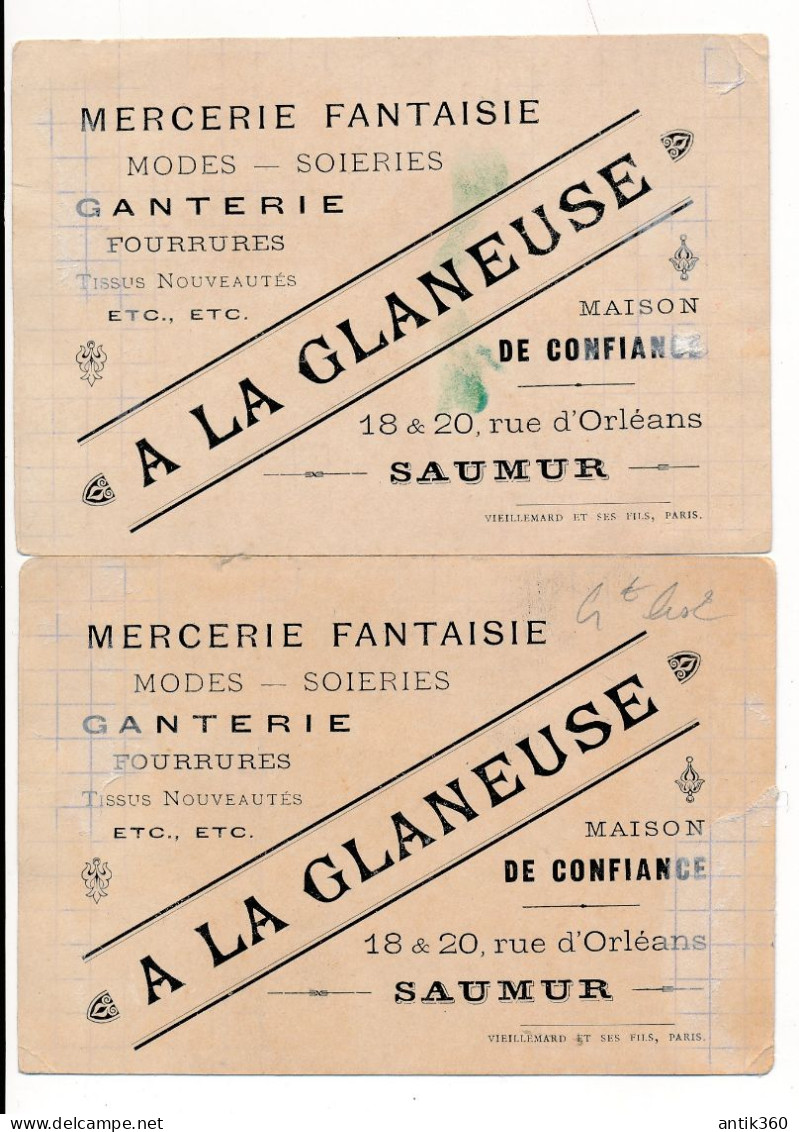 Lot De 2 Anciens Chromos Vieillemard Quartiers De Paris Magasin A La Glaneuse Saumur - Autres & Non Classés