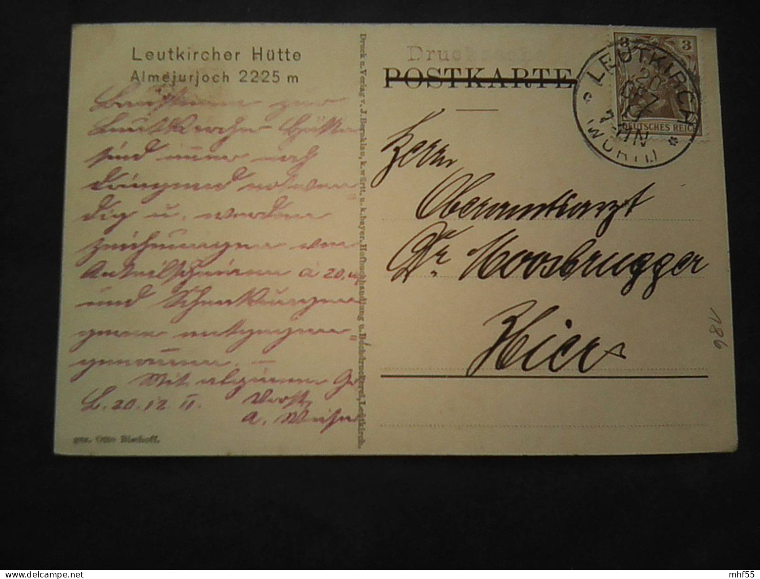 NAK D4  Leutkirch. 1911. Drucksache. Leutkircher Hütte. Almejurjoch. - Leutkirch I. Allg.
