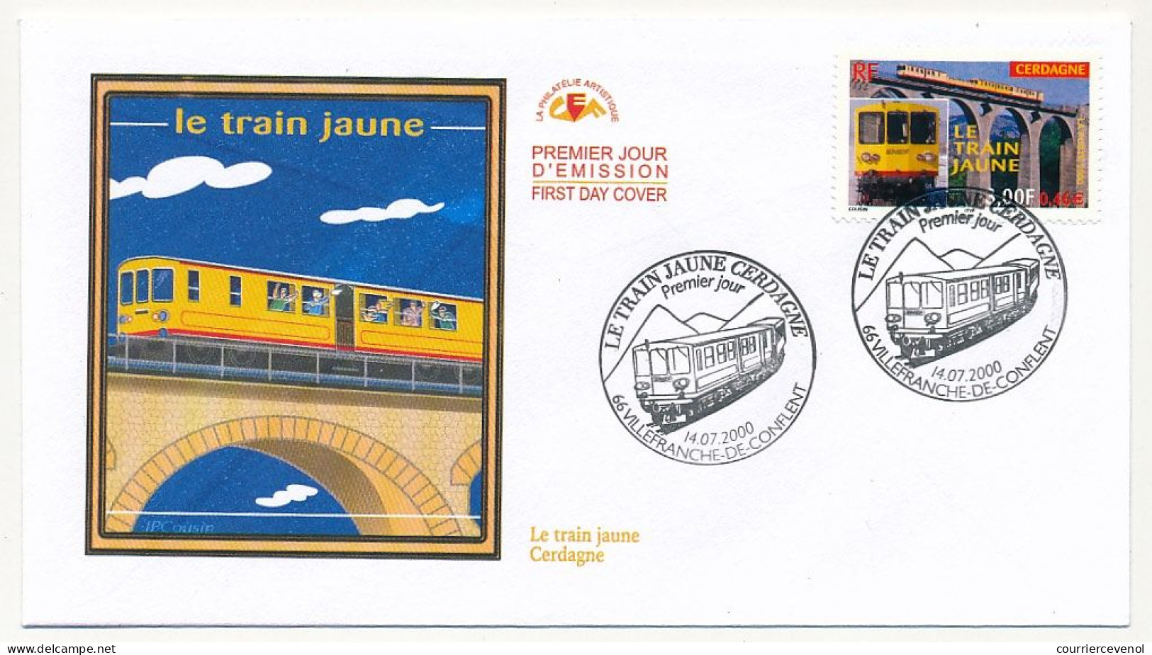 FRANCE - FDC 3,00F/0,46e Le Train Jaune Cerdagne - 66 Villefranche De Conflent 14/07/2000 - 2000-2009