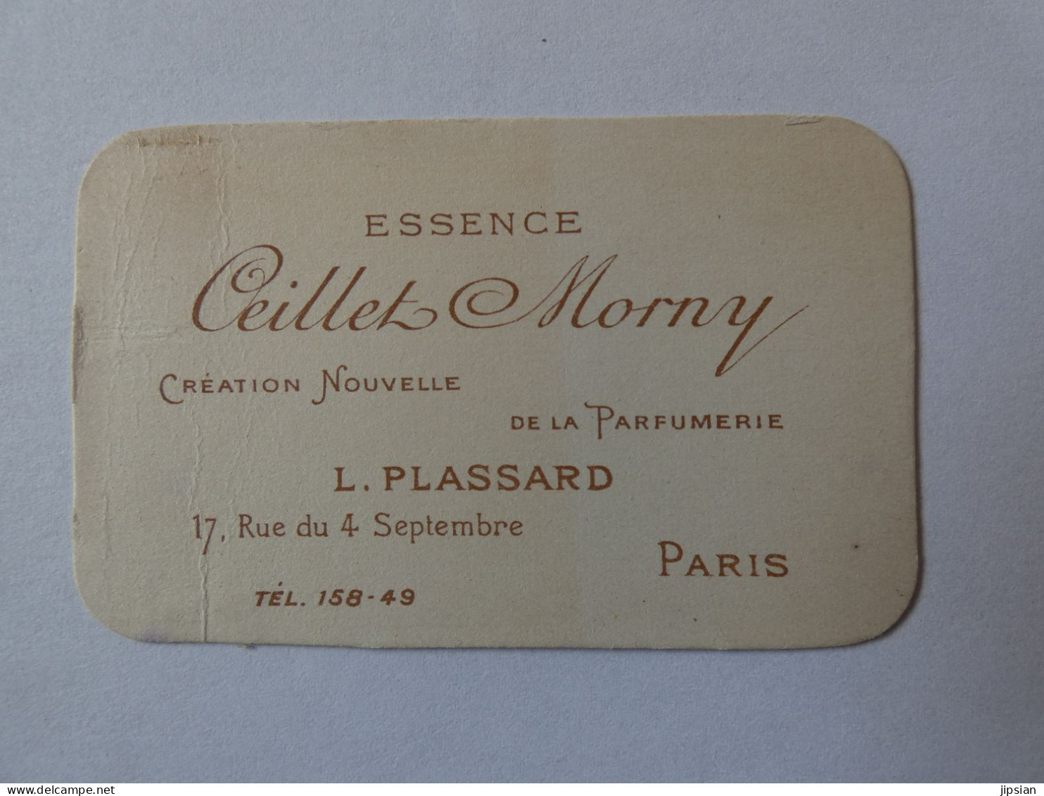 Carte Parfumée Essence Oeillet Morny L. Plassard  Paris  STEP228 - Vintage (until 1960)