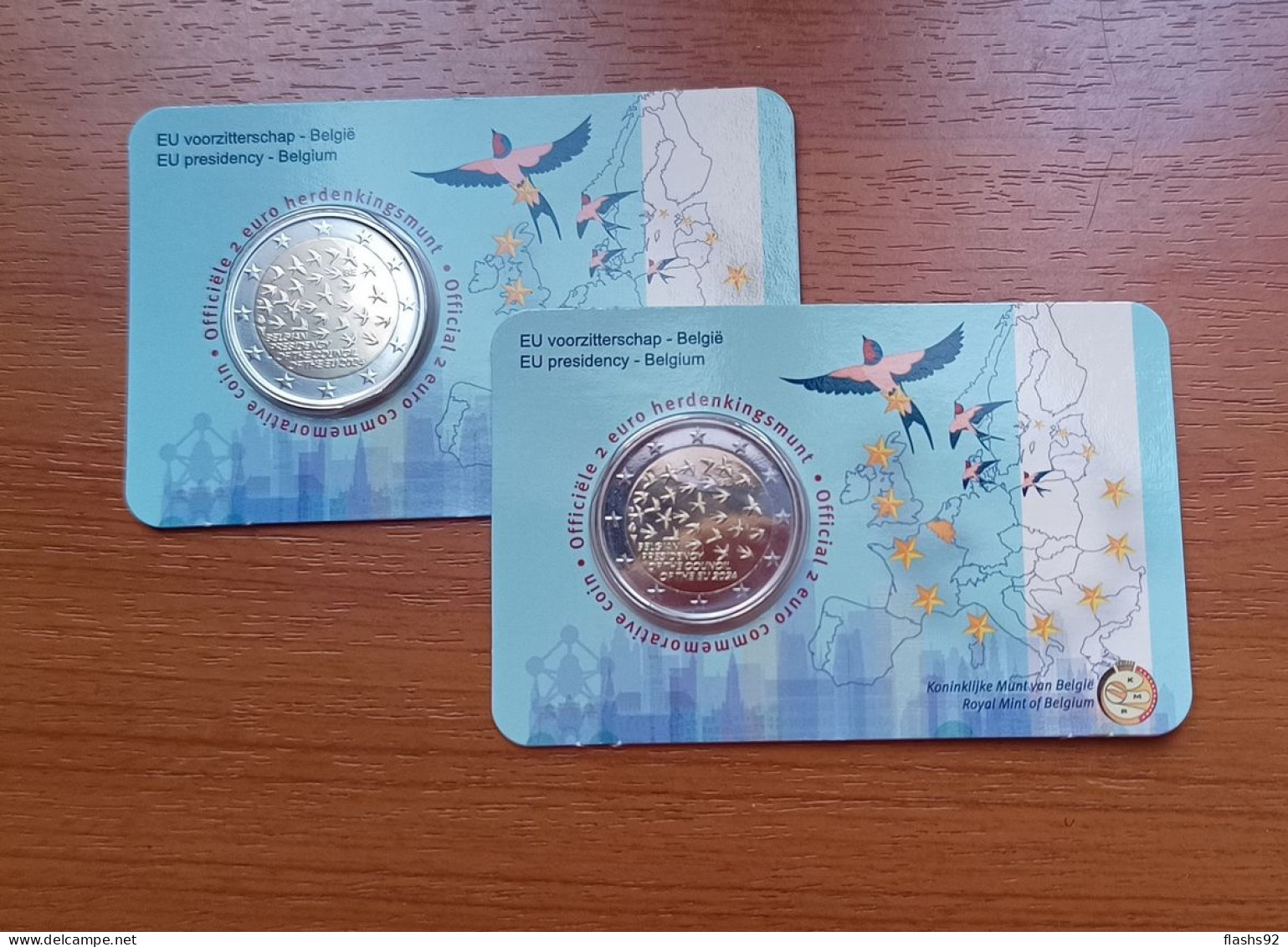 1 Piece  2 Euro Commemorative Belgique 2024 Presidence De L'UE BU Coincard - Belgio