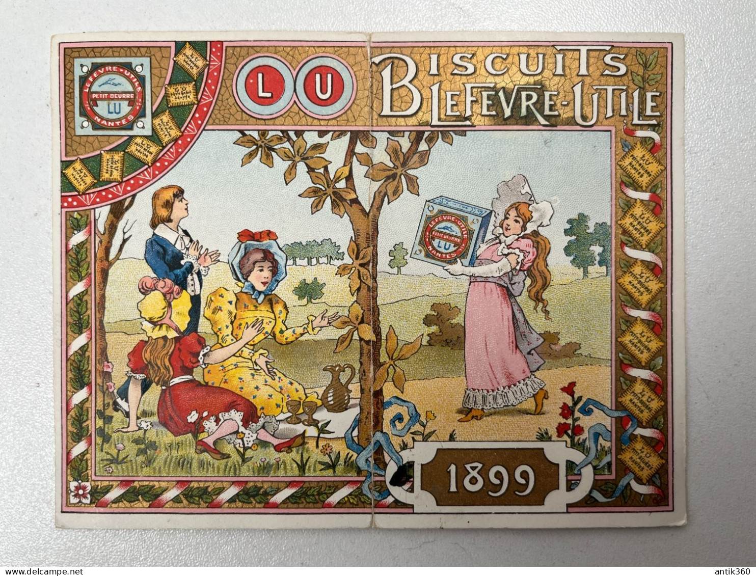 Ancien Chromo Calendrier 1899 LU LEFEVRE UTILE Art Nouveau - Lu