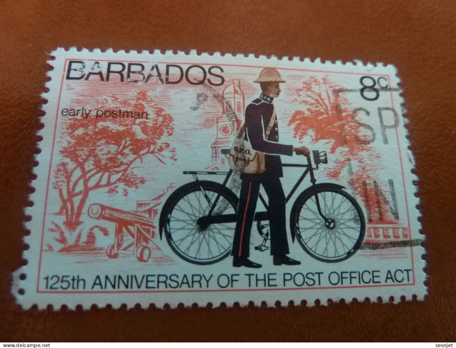 Barbados - 125th Anniversary Of The Post Office Act - Early Postman Val 8c. - Multicolore - Oblitéré - - Barbados (1966-...)