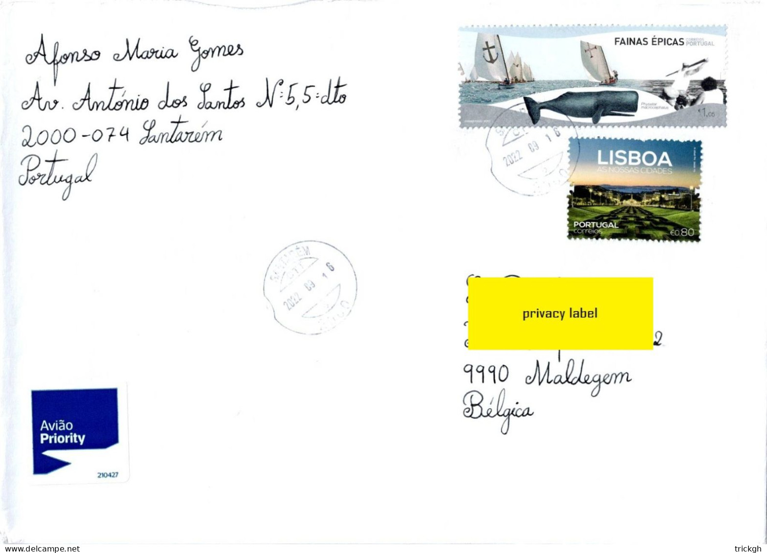 Santarem >> Maldegem 2022 / Baleine Walvis Whale - Lettres & Documents