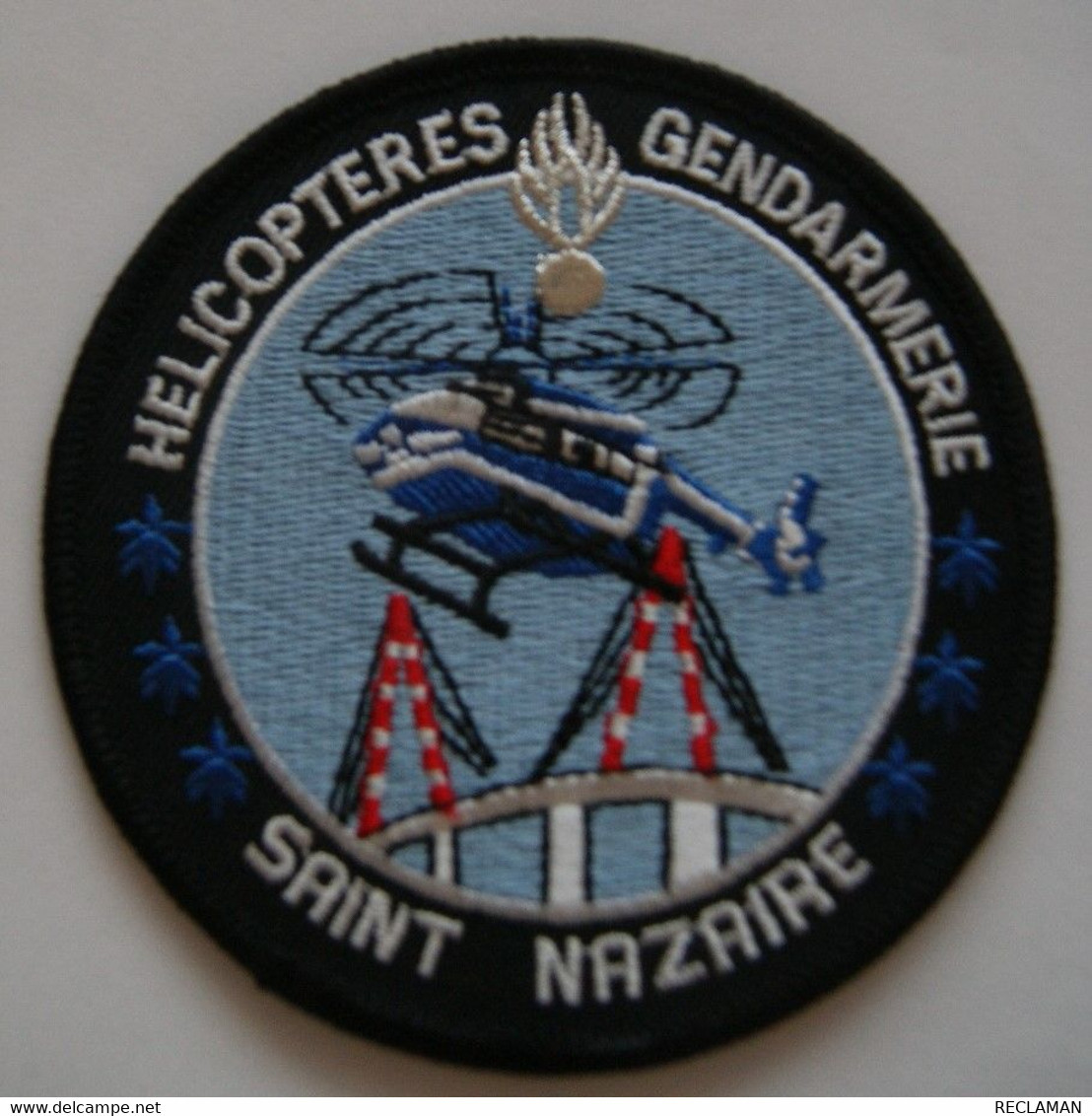 PATCH ECUSSON INSIGNE TISSUS HELICOPTERES GENDARMERIE SAINT NAZAIRE HELICOPTERE VERSION 1 - Police & Gendarmerie