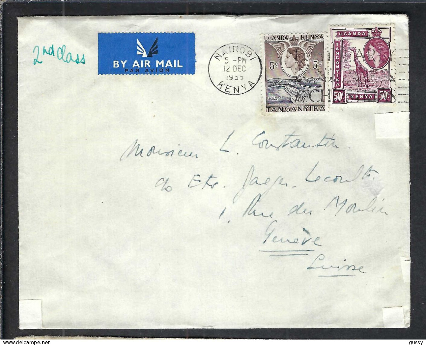 KENYA P.A. Ca.1955: LSC De NAIROBI Pour Genève (GE, Suisse) - Kenya (1963-...)