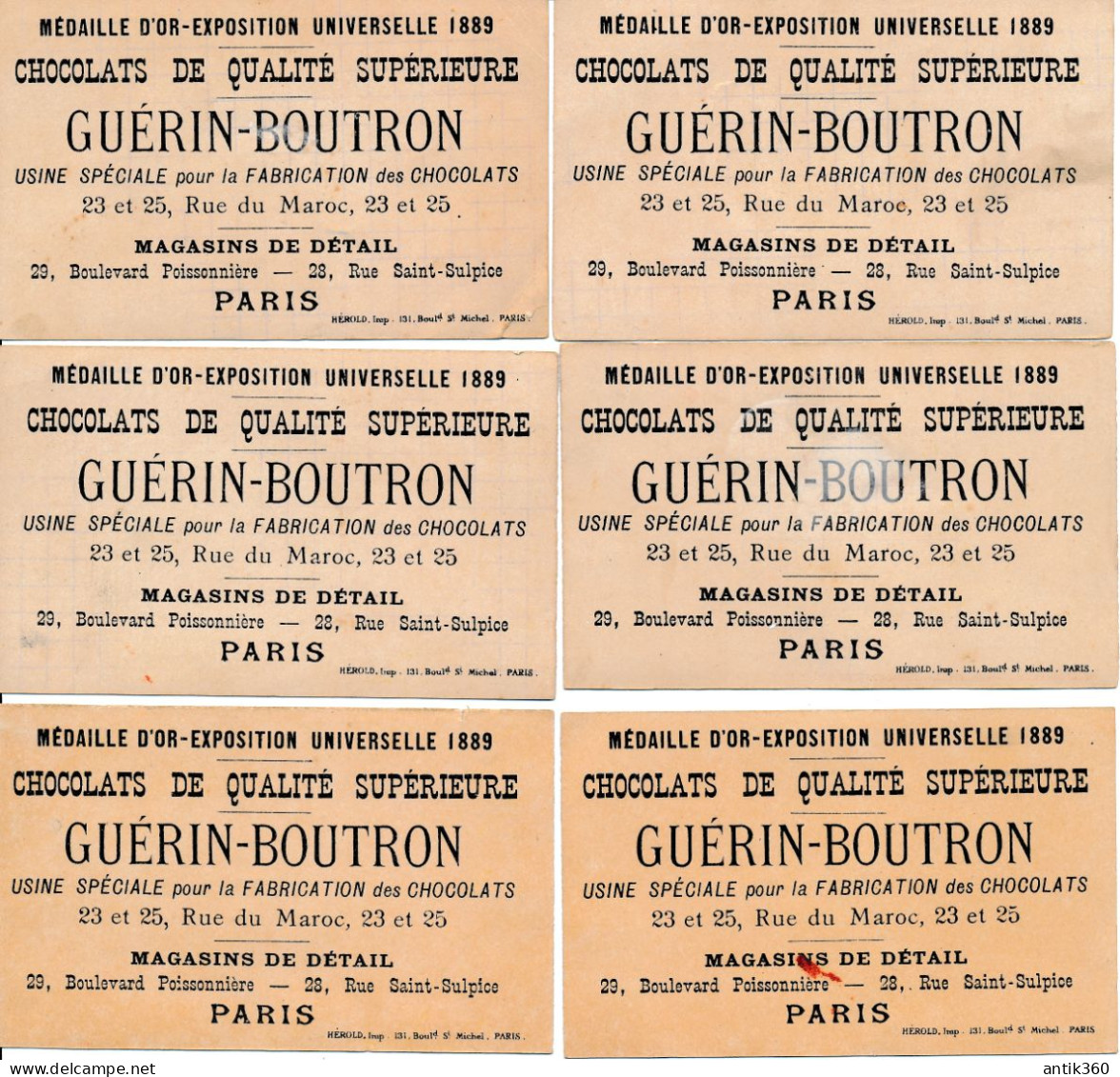 Lot De 6 Anciens Chromos Expressions Familières Chocolat GUERIN BOUTRON - Guerin Boutron