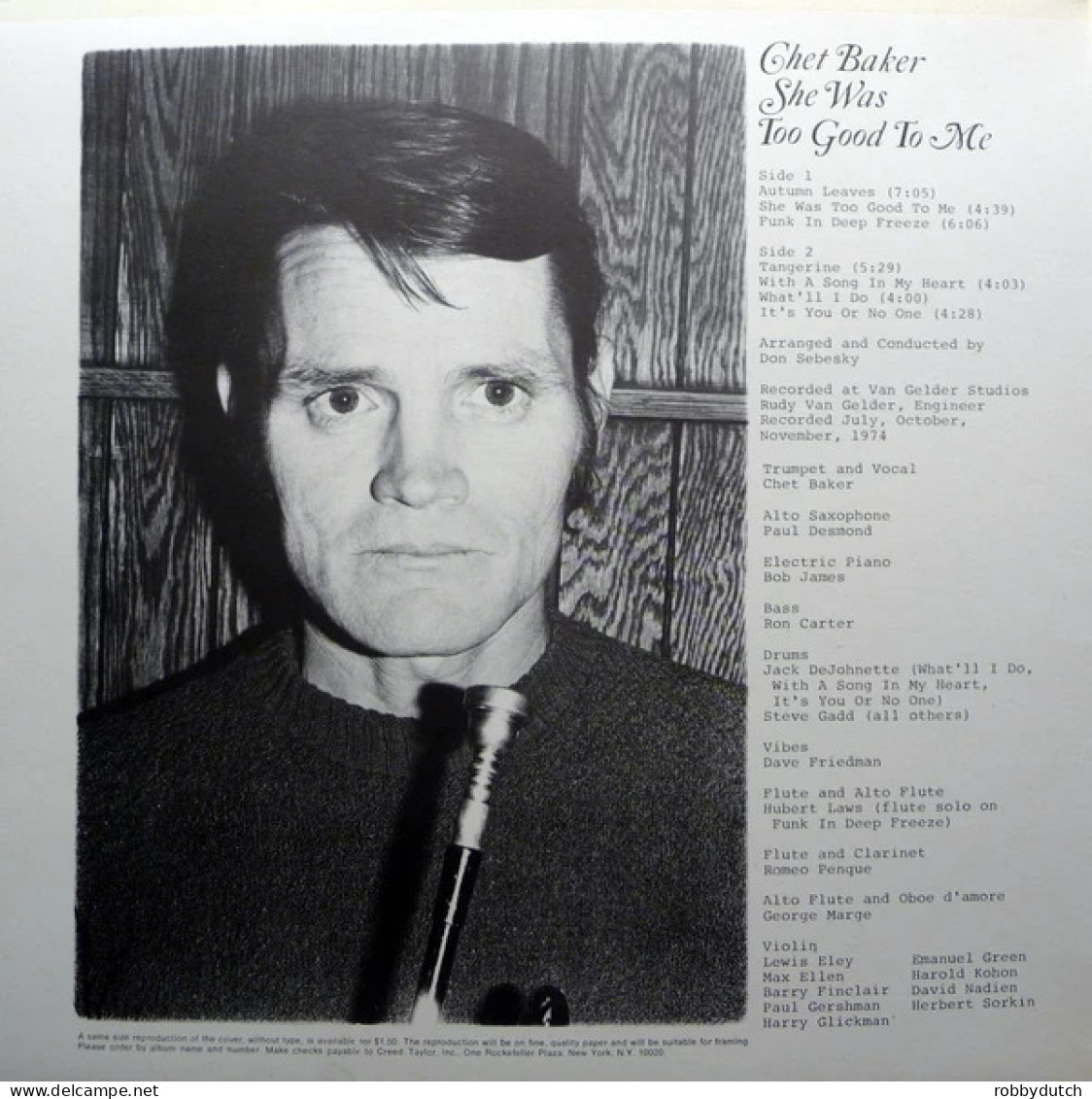 * LP * CHET BAKER - SHE WAS TOO GOOD TO ME (Europe  - Jazz