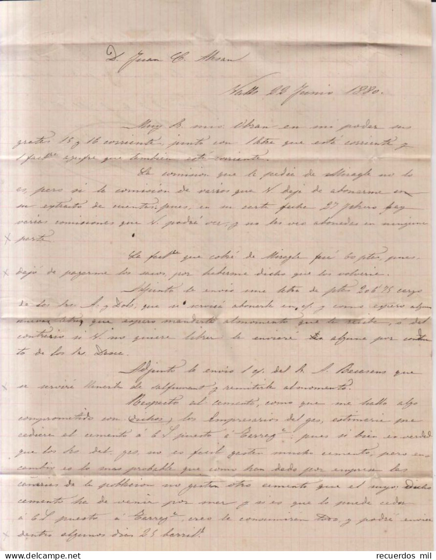 Año 1879 Edifil 204 Alfonso XII Carta  Matasellos Valls Tarragona Agustin Sauri - Storia Postale
